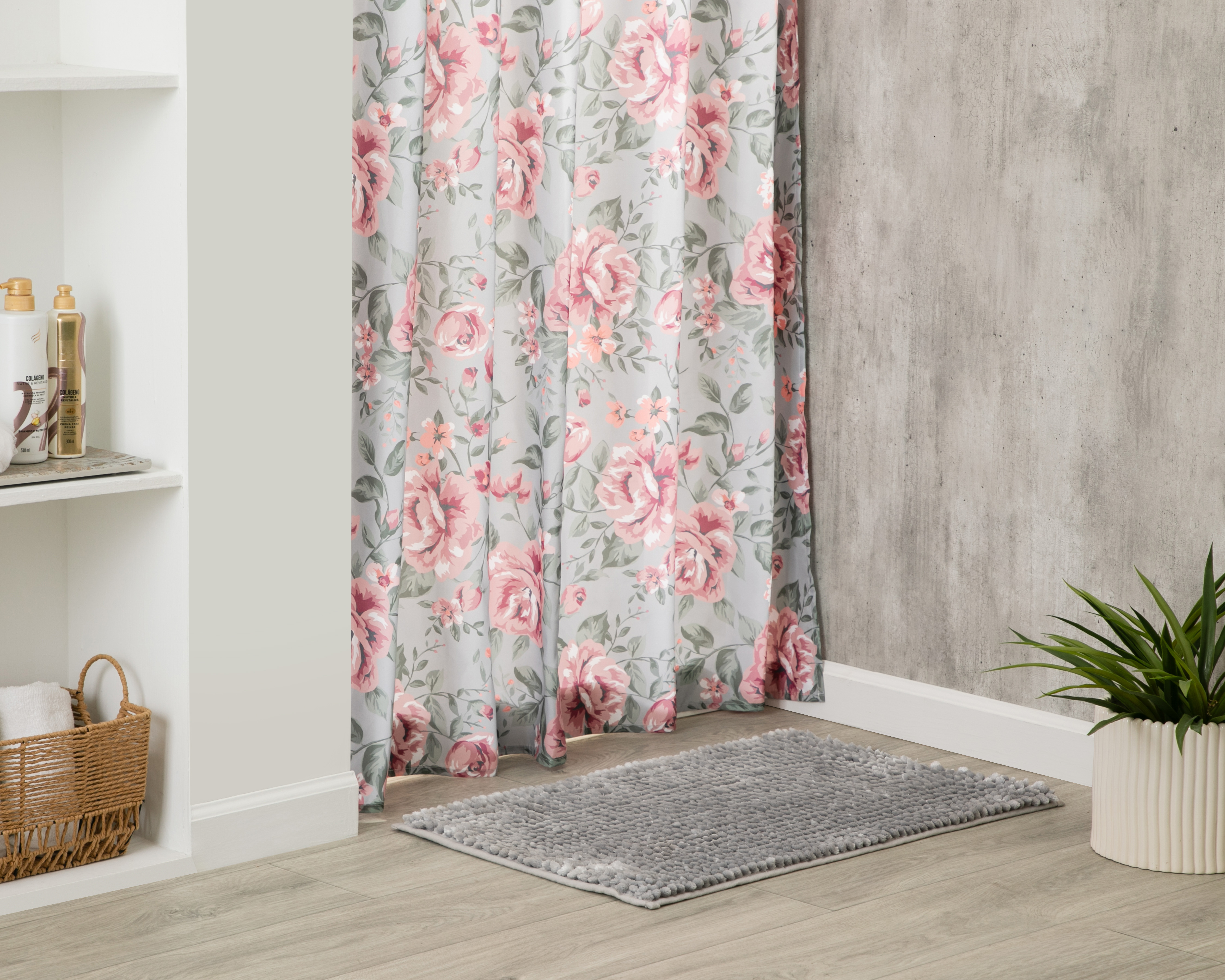 Foto 6 | Foto 6 | Cortina y Tapete para Baño Starhaus Gris 2 Piezas