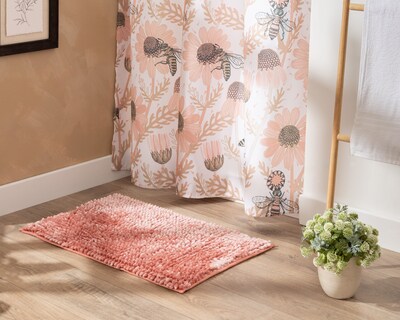 Foto 6 | Foto 6 | Cortina y Tapete para Baño Starhaus Rosa/Blanco 2 Piezas