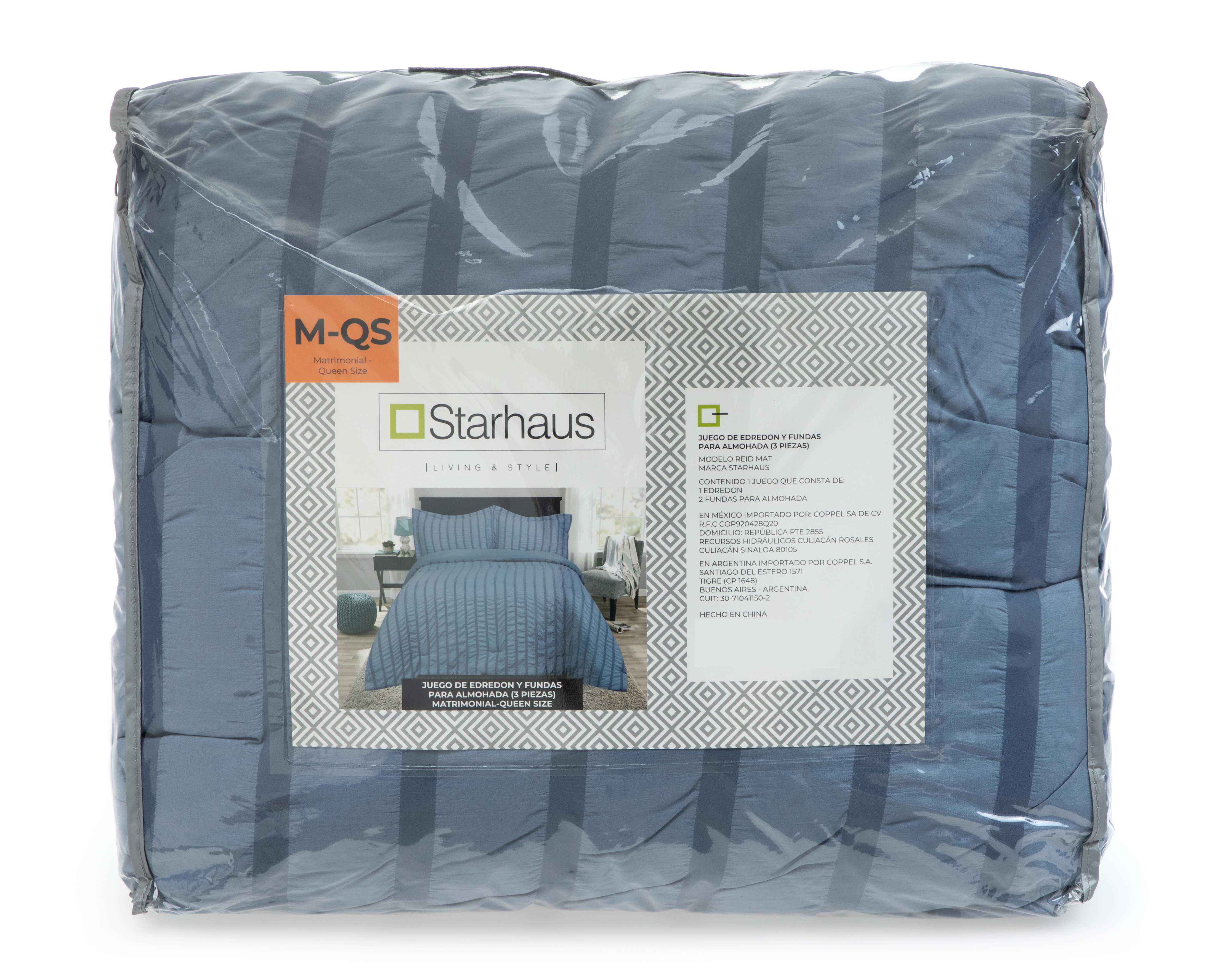 Foto 4 | Foto 4 | Edredón Matrimonial con Fundas para Almohada Starhaus Reid Azul 3 Piezas