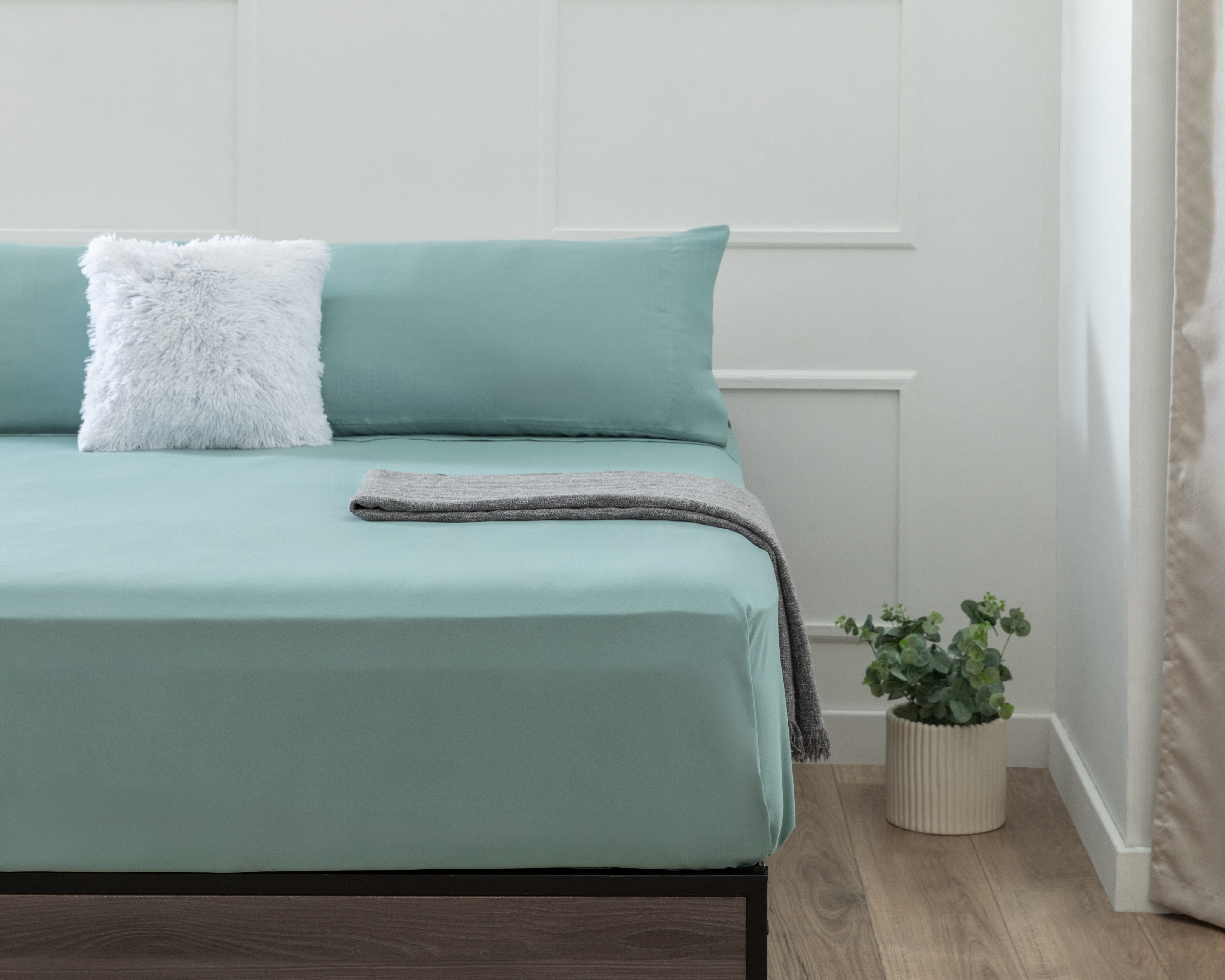 Sábana King Size con Fundas para Almohada Starhaus Penélope Menta 4 Piezas