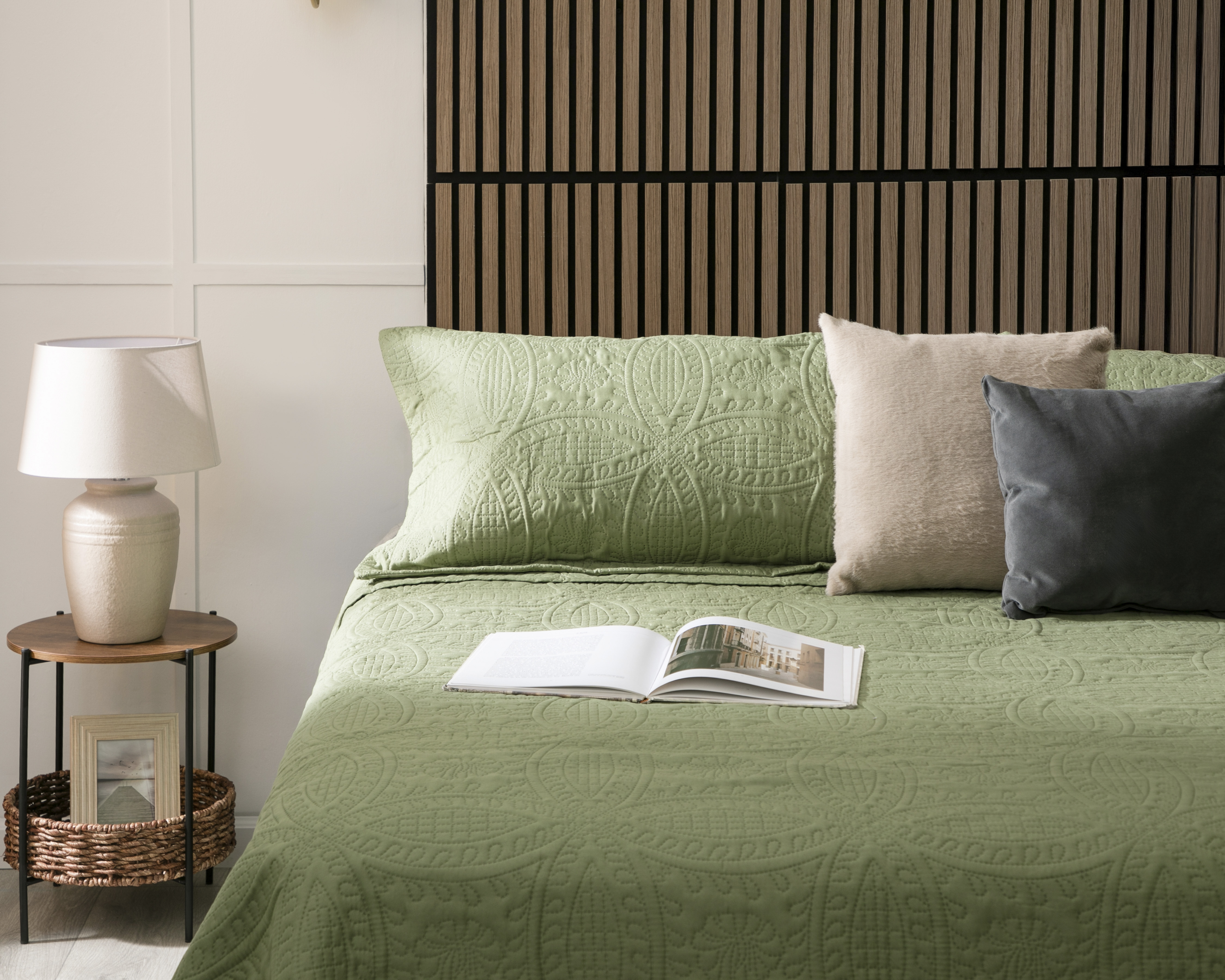 Foto 1 | Foto 1 | Colcha King Size con Fundas para Almohada Starhaus Martina Verde 3 Piezas