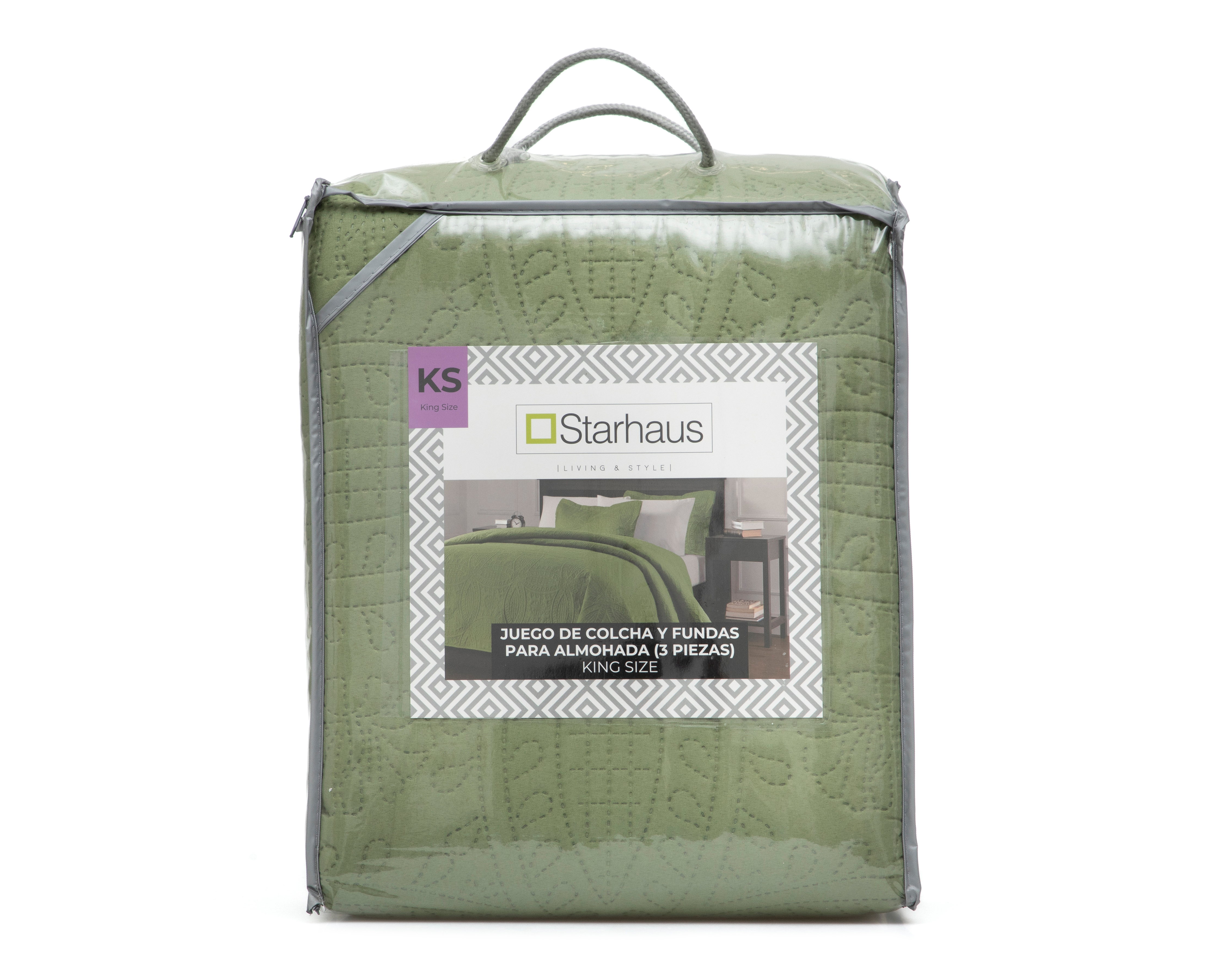 Foto 4 | Foto 4 | Colcha King Size con Fundas para Almohada Starhaus Martina Verde 3 Piezas