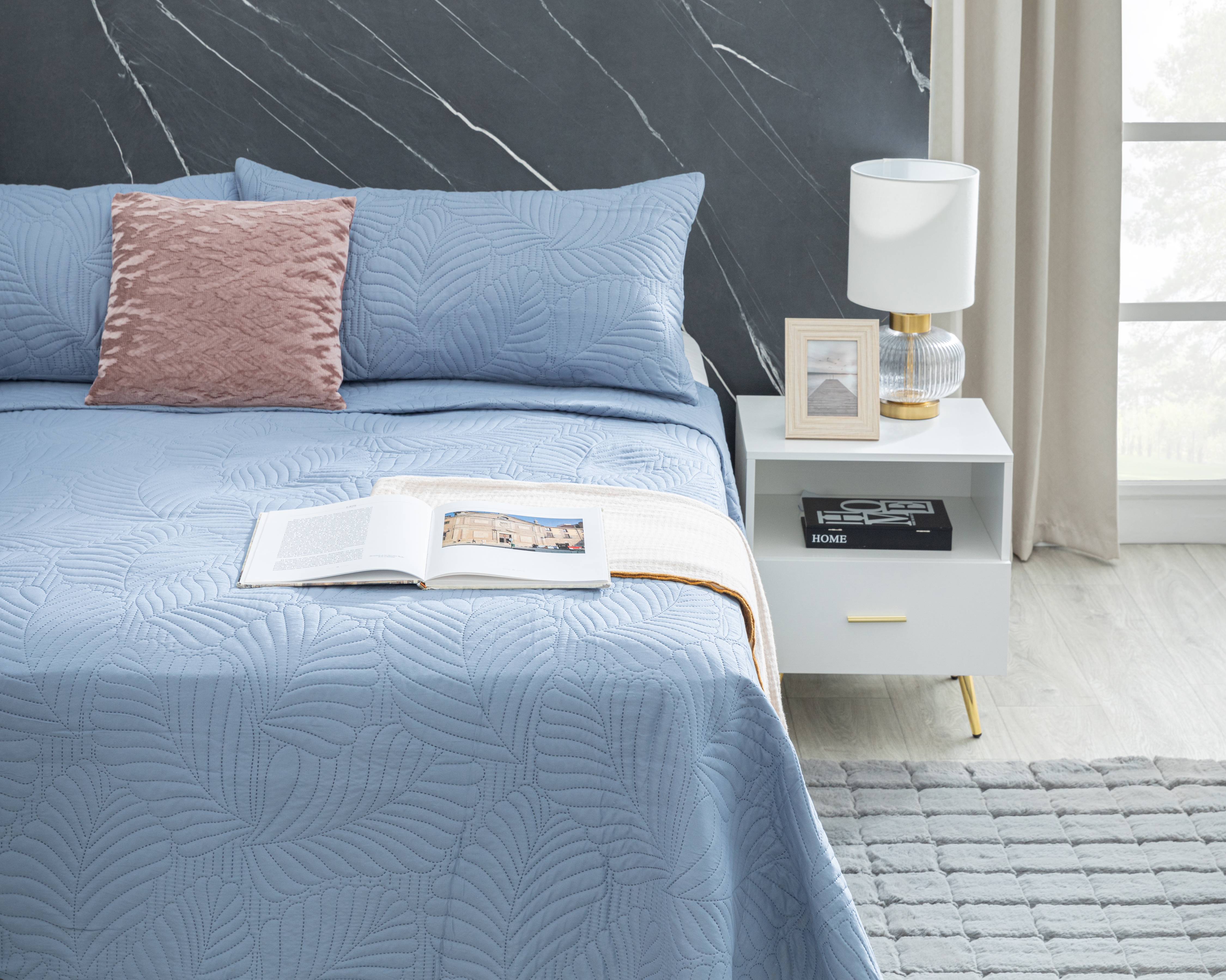 Colcha King Size con Fundas para Almohada Starhaus Elle Azul 3 Piezas