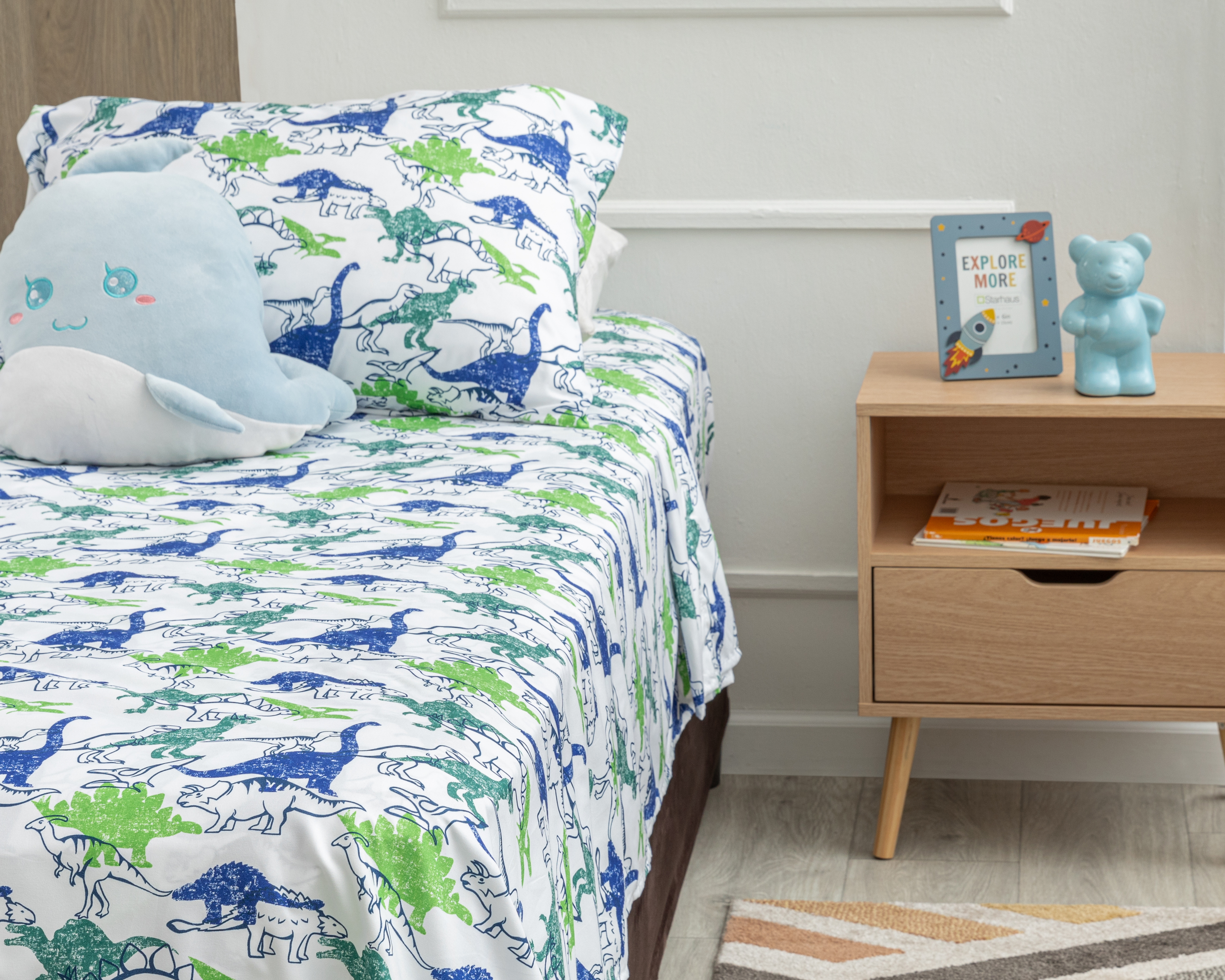 Sábana Individual con Funda para Almohada Starhaus Saurus Dinosaurios