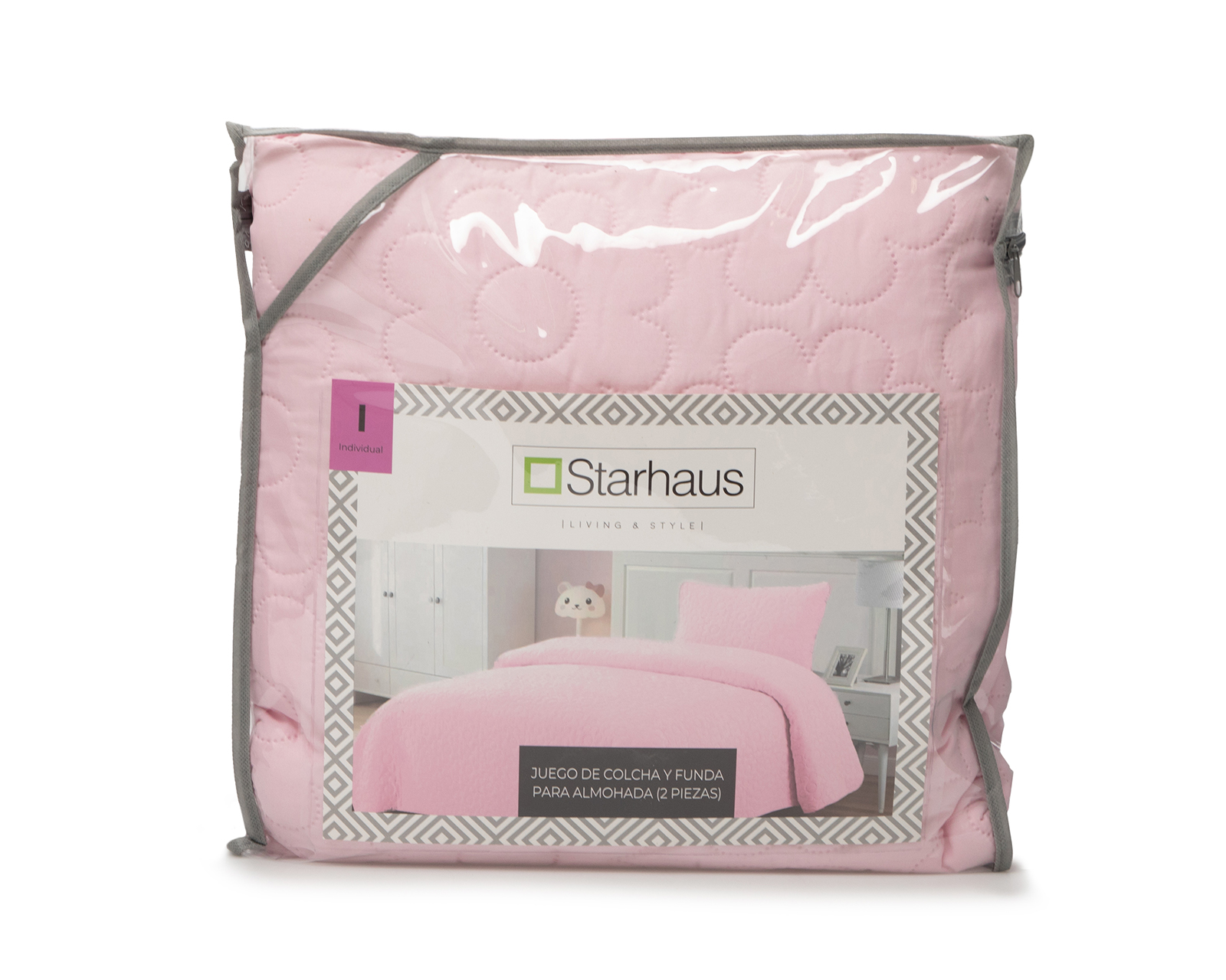 Foto 5 pulgar | Foto 4 | Colcha Individual con Funda para Almohada Starhaus Bluma Rosa 2 Piezas