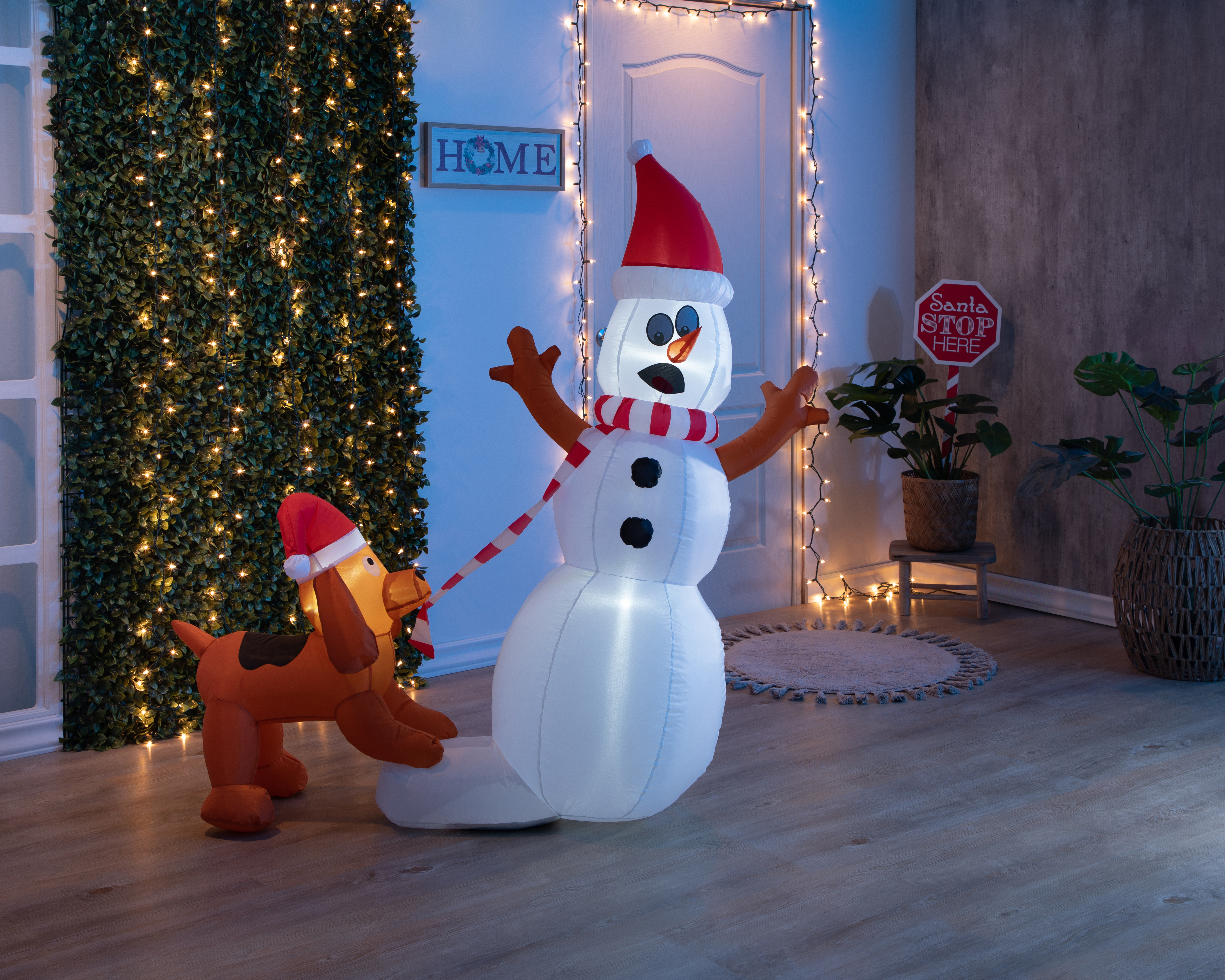 Inflable Perro y Muñeco de Nieve 152 cm