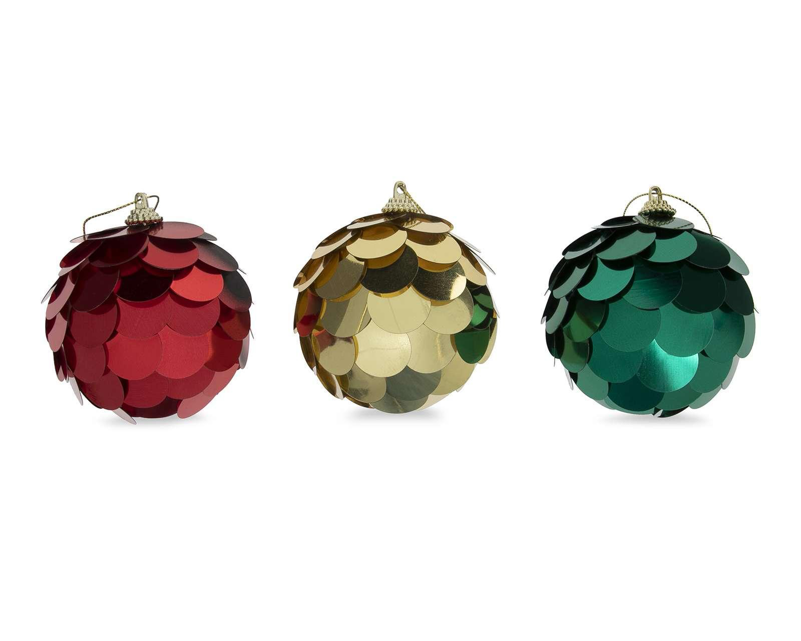 Esferas Navideñas Escamitas Tradi 3 Piezas
