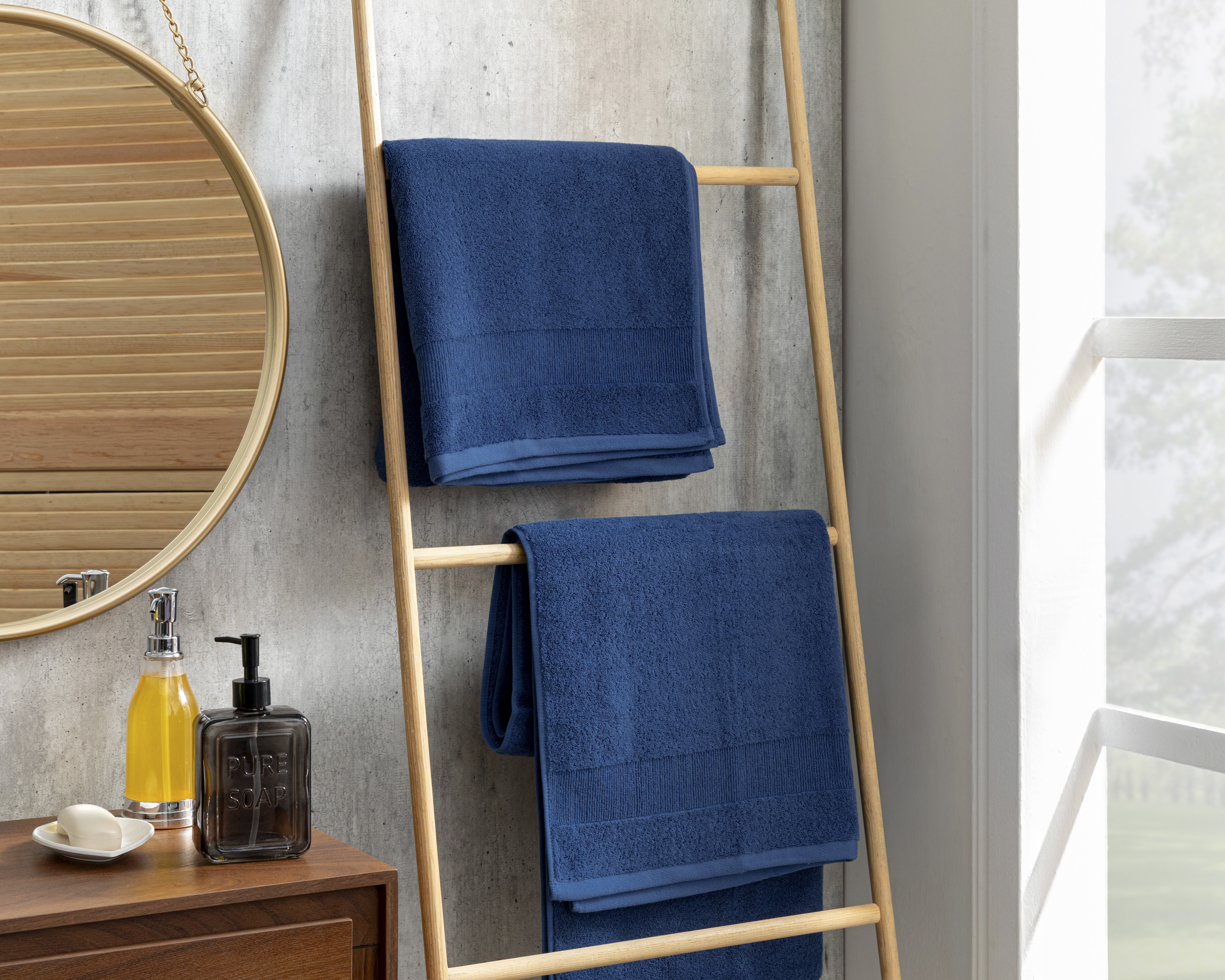 Foto 5 pulgar | Foto 4 | Toalla de Baño Starhaus Azul Marino 2 Piezas