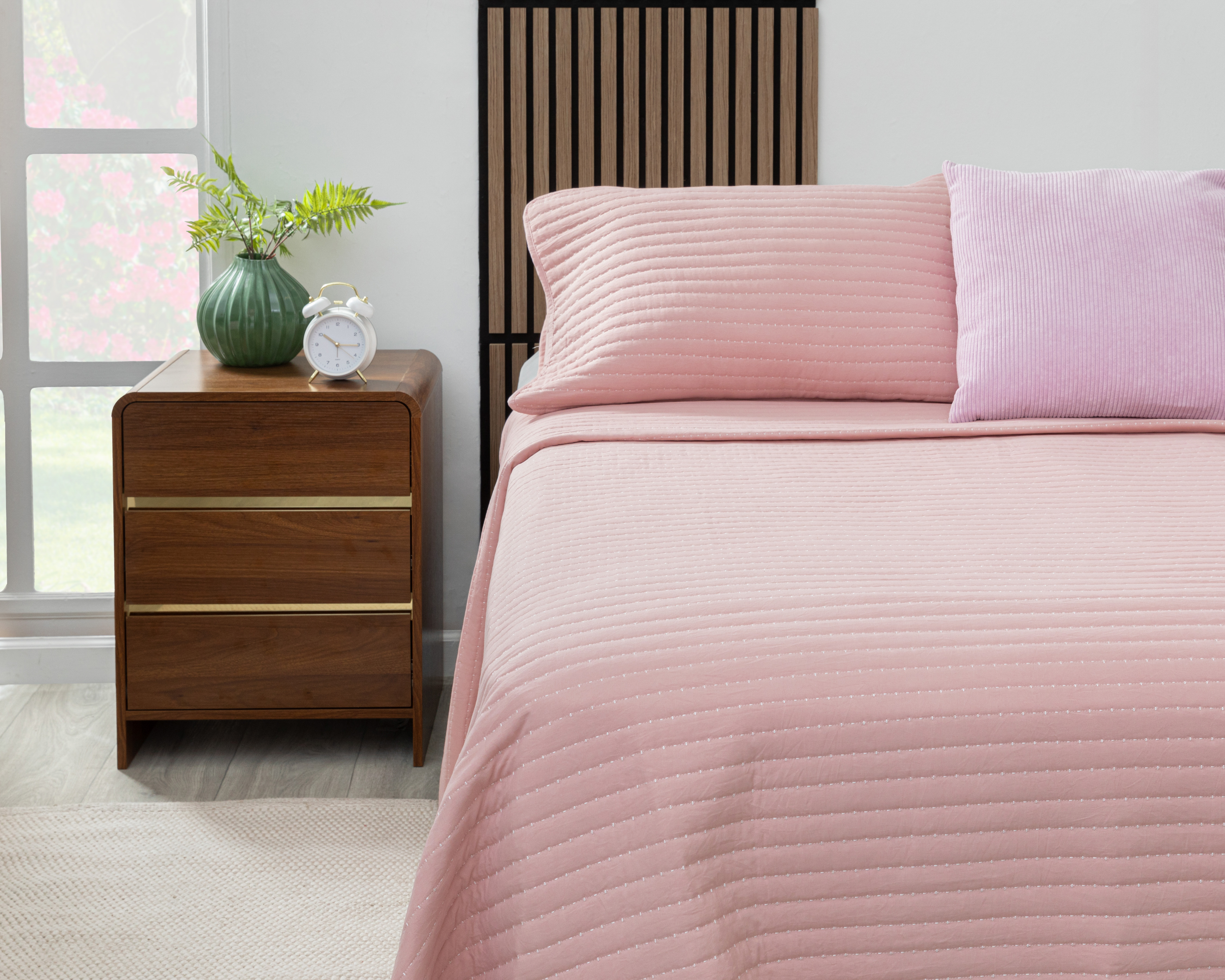 Colcha King Size con Fundas para Almohada Starhaus Estefi Rosa 3 Piezas