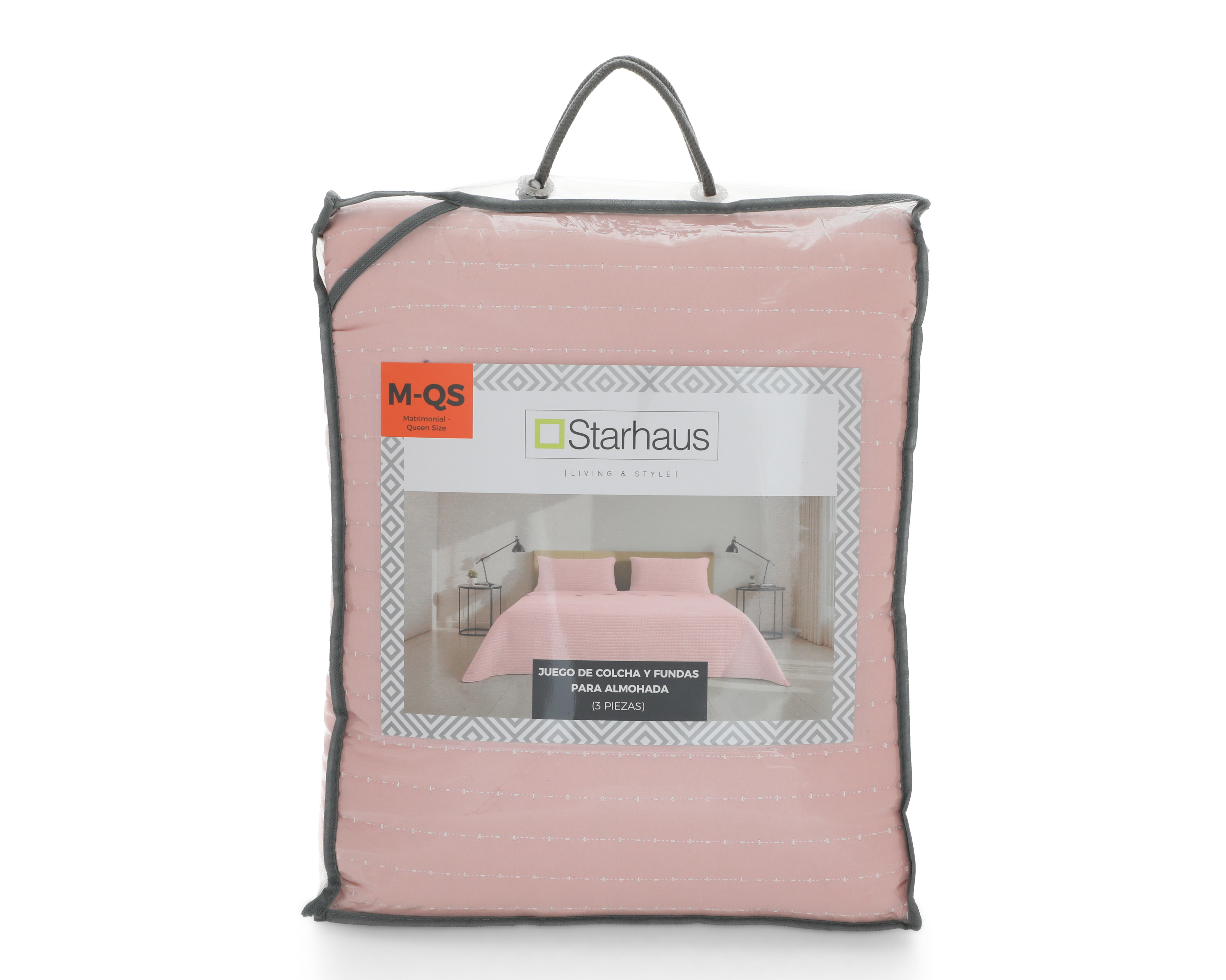 Foto 4 | Foto 4 | Colcha Matrimonial-Queen Size con Fundas para Almohada Starhaus Estefi Rosa 3 Piezas