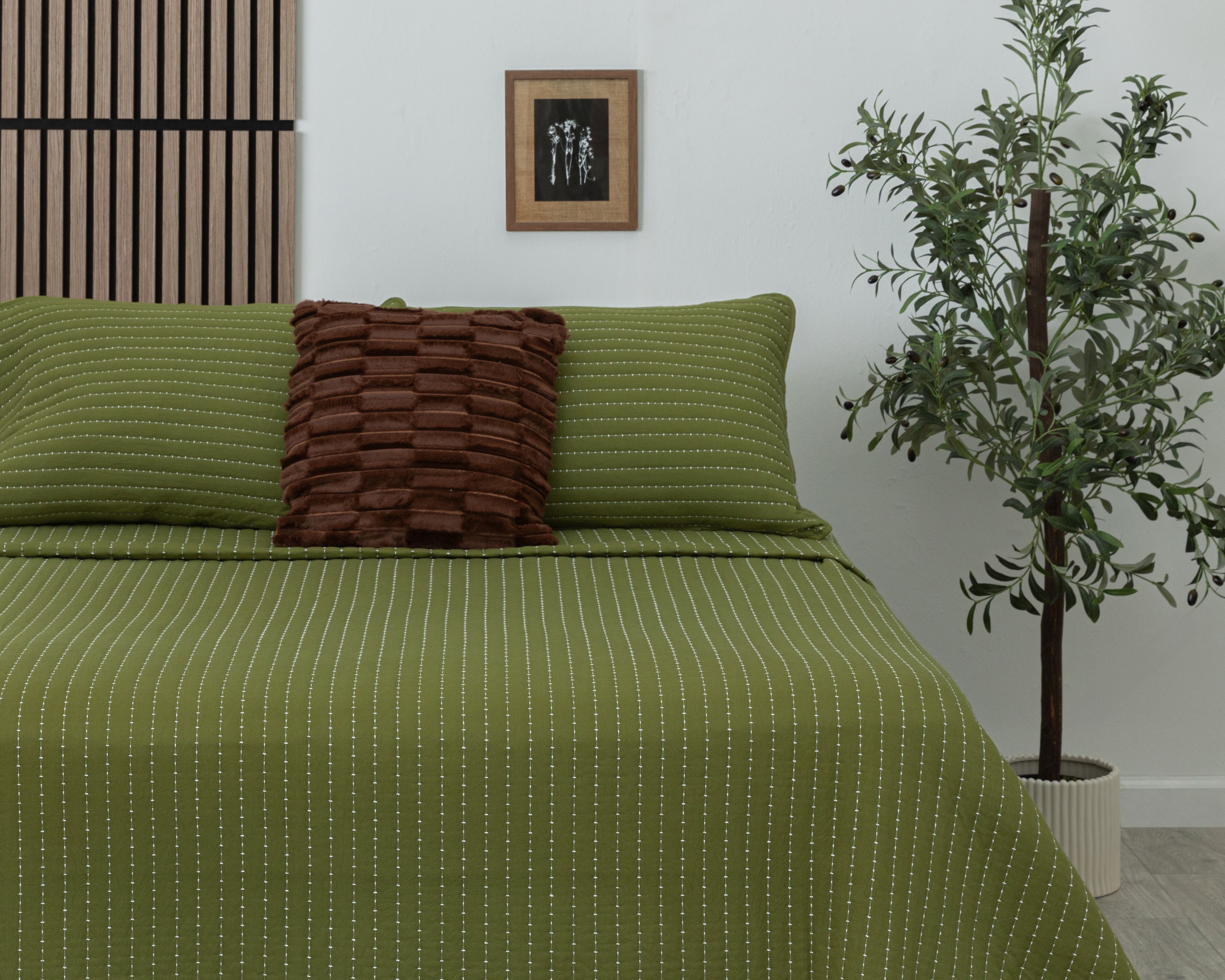 Colcha King Size con Fundas para Almohada Starhaus Hilary Verde 3 Piezas