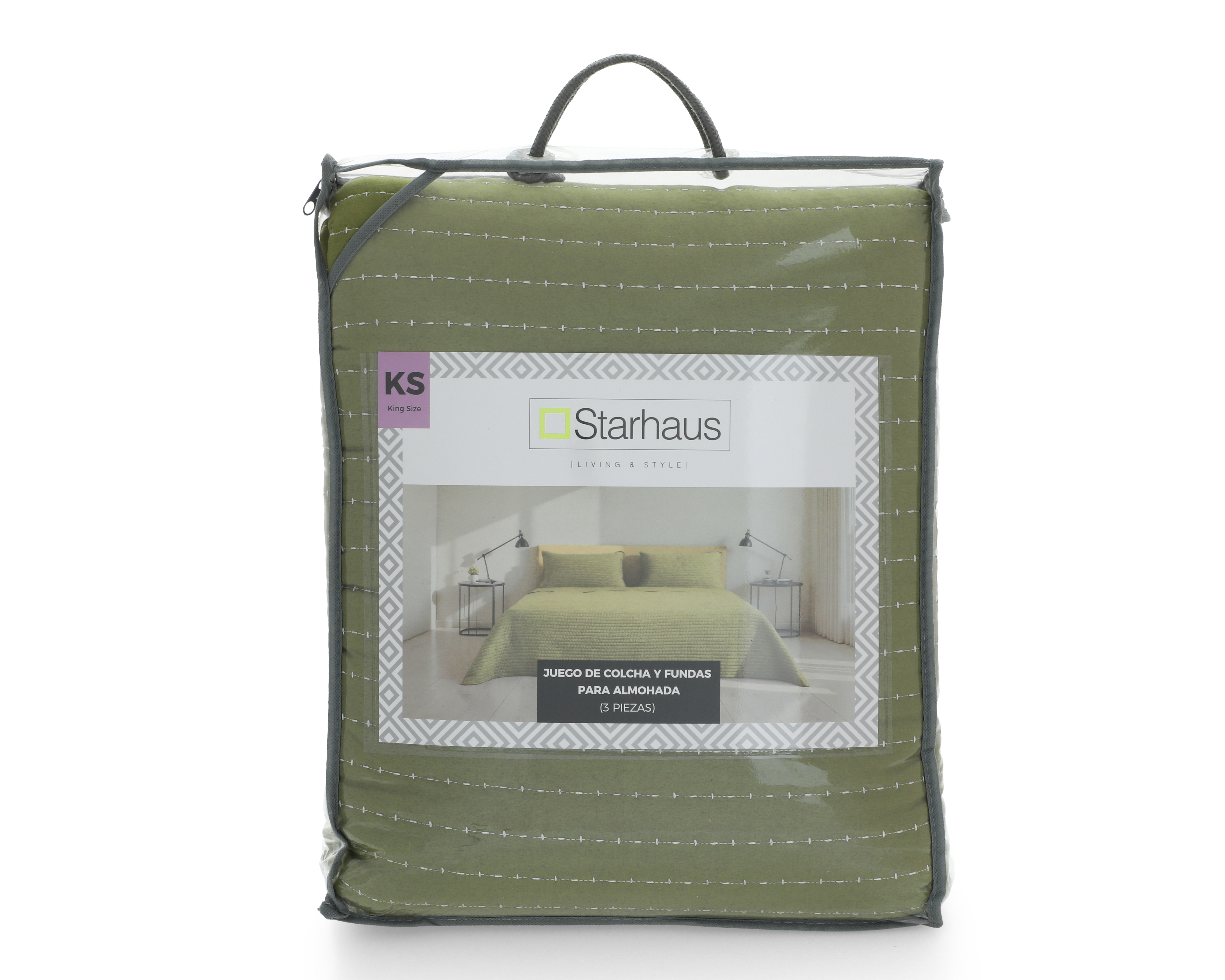 Foto 4 | Foto 4 | Colcha King Size con Fundas para Almohada Starhaus Hilary Verde 3 Piezas