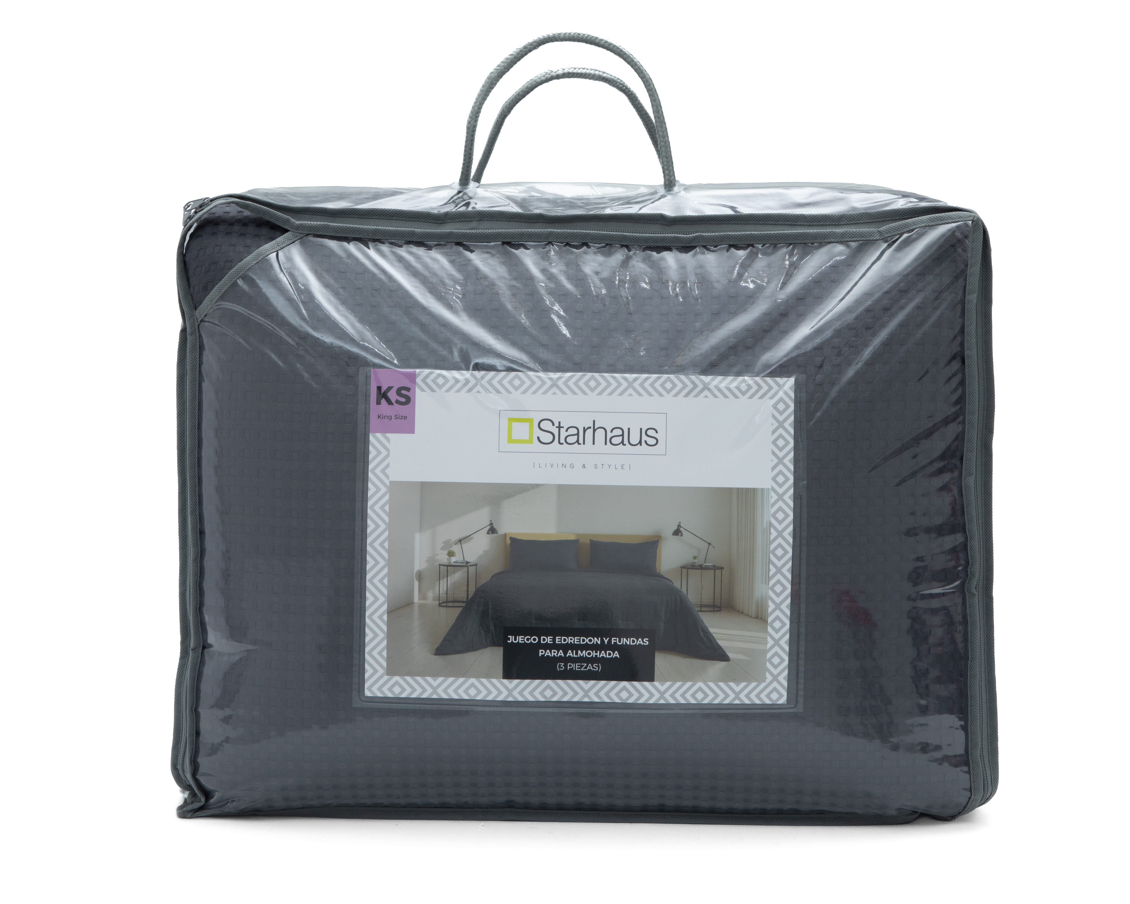 Foto 5 pulgar | Foto 4 | Edredón King Size Starhaus Pavel Gris 3 Piezas