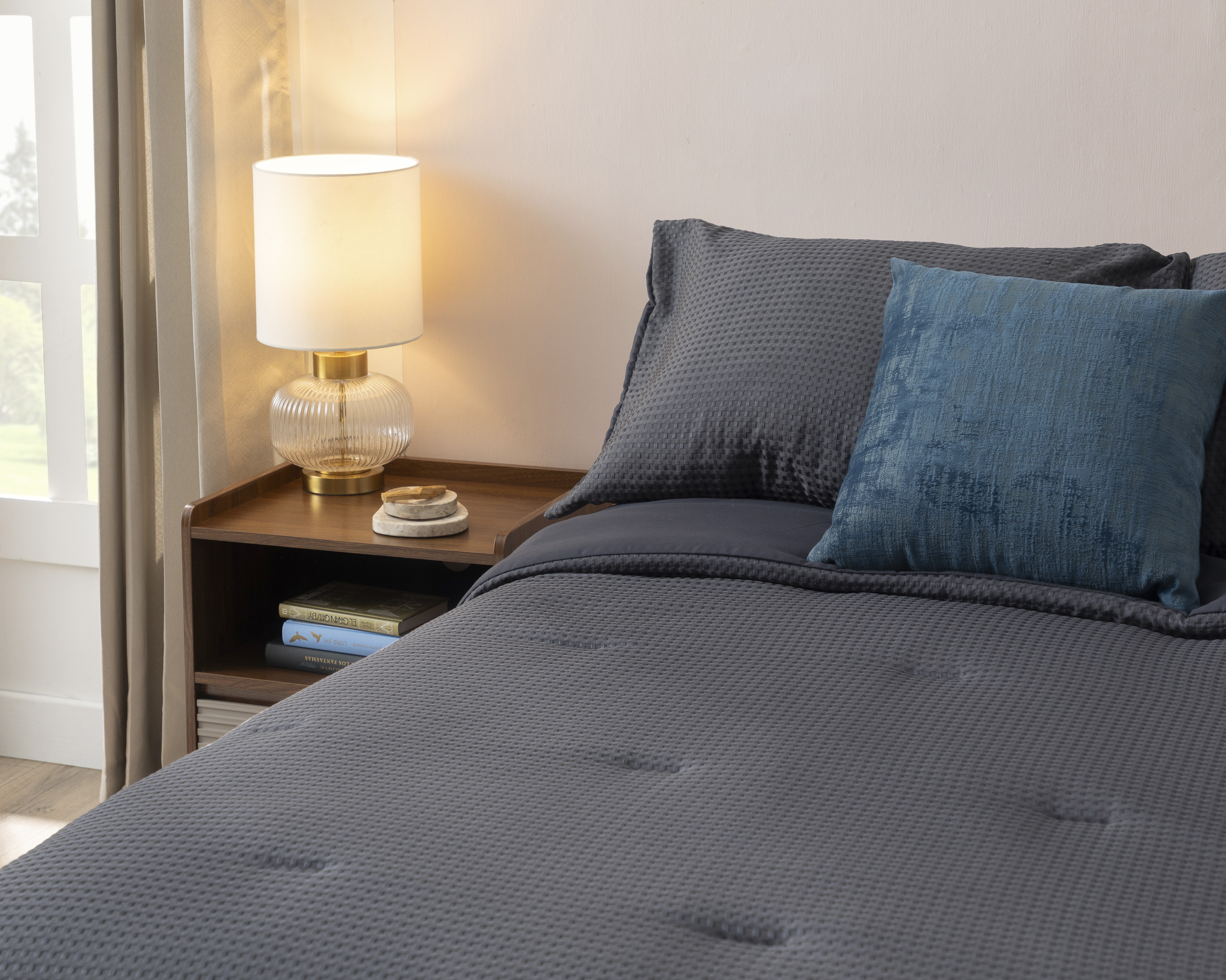 Edredón Matrimonial/Queen Size Starhaus Pavel Gris 3 Piezas