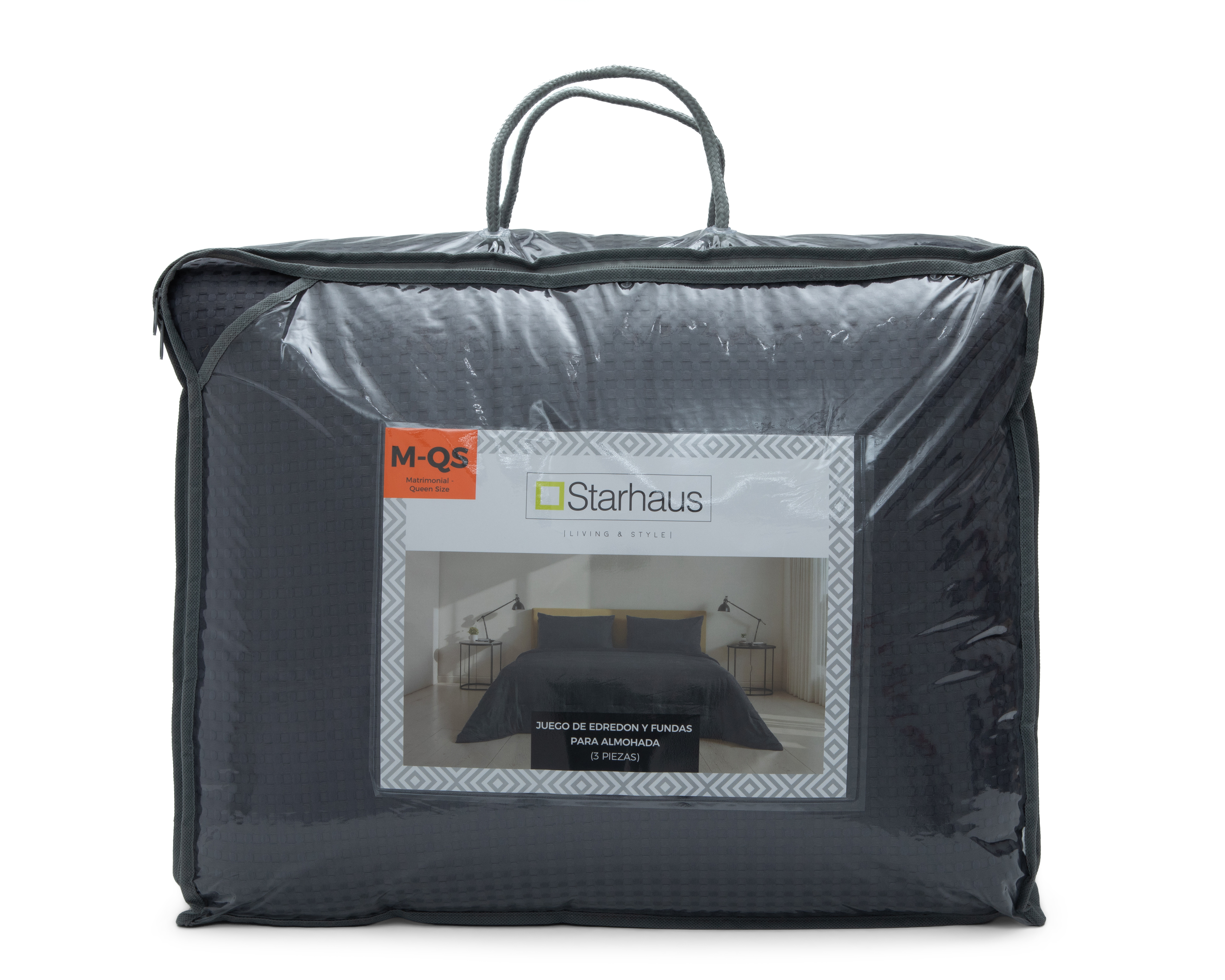 Foto 4 | Foto 4 | Edredón Matrimonial/Queen Size Starhaus Pavel Gris 3 Piezas