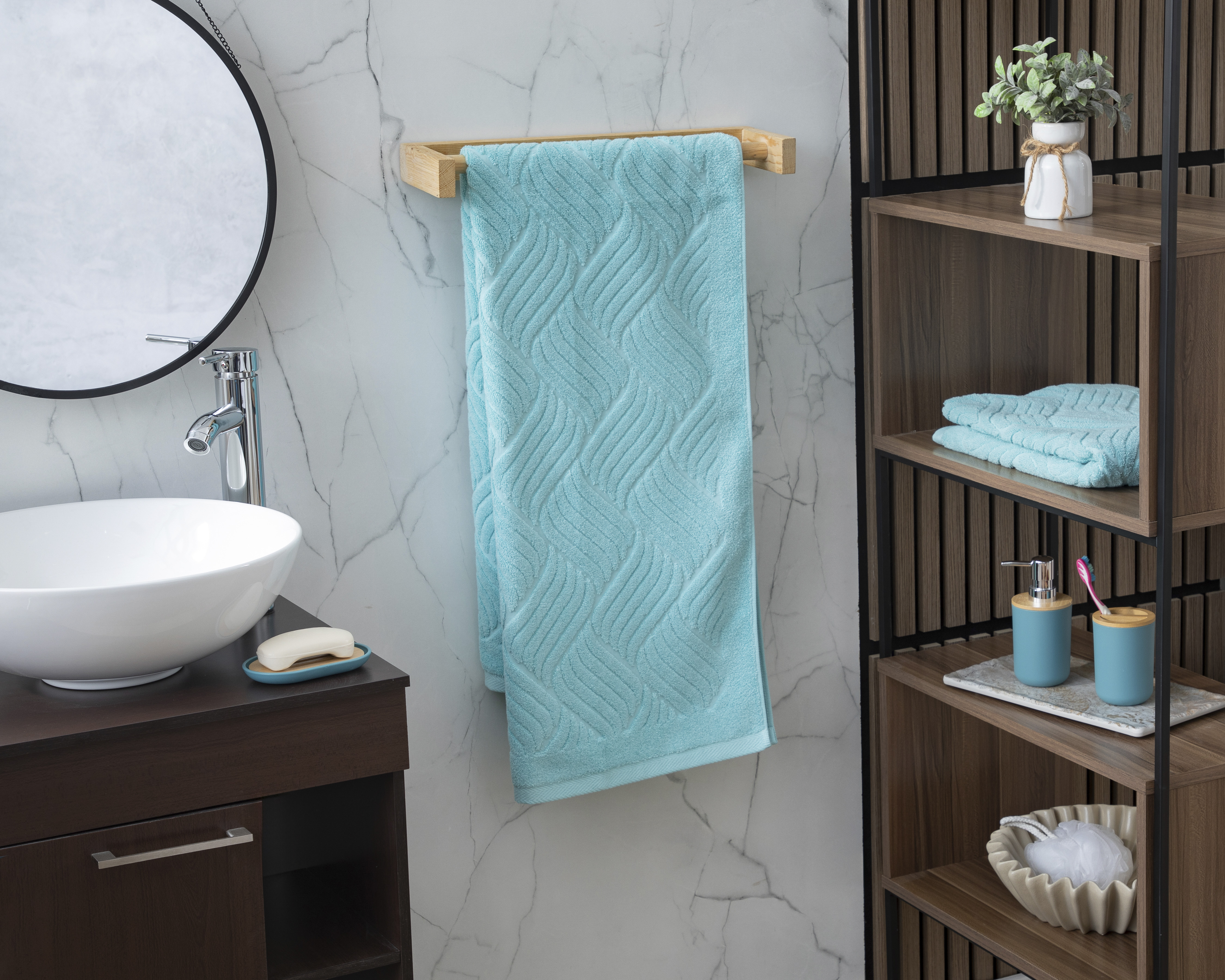 Foto 5 pulgar | Foto 4 | Toalla de Medio Baño Starhaus Dania Verde Menta 2 Piezas