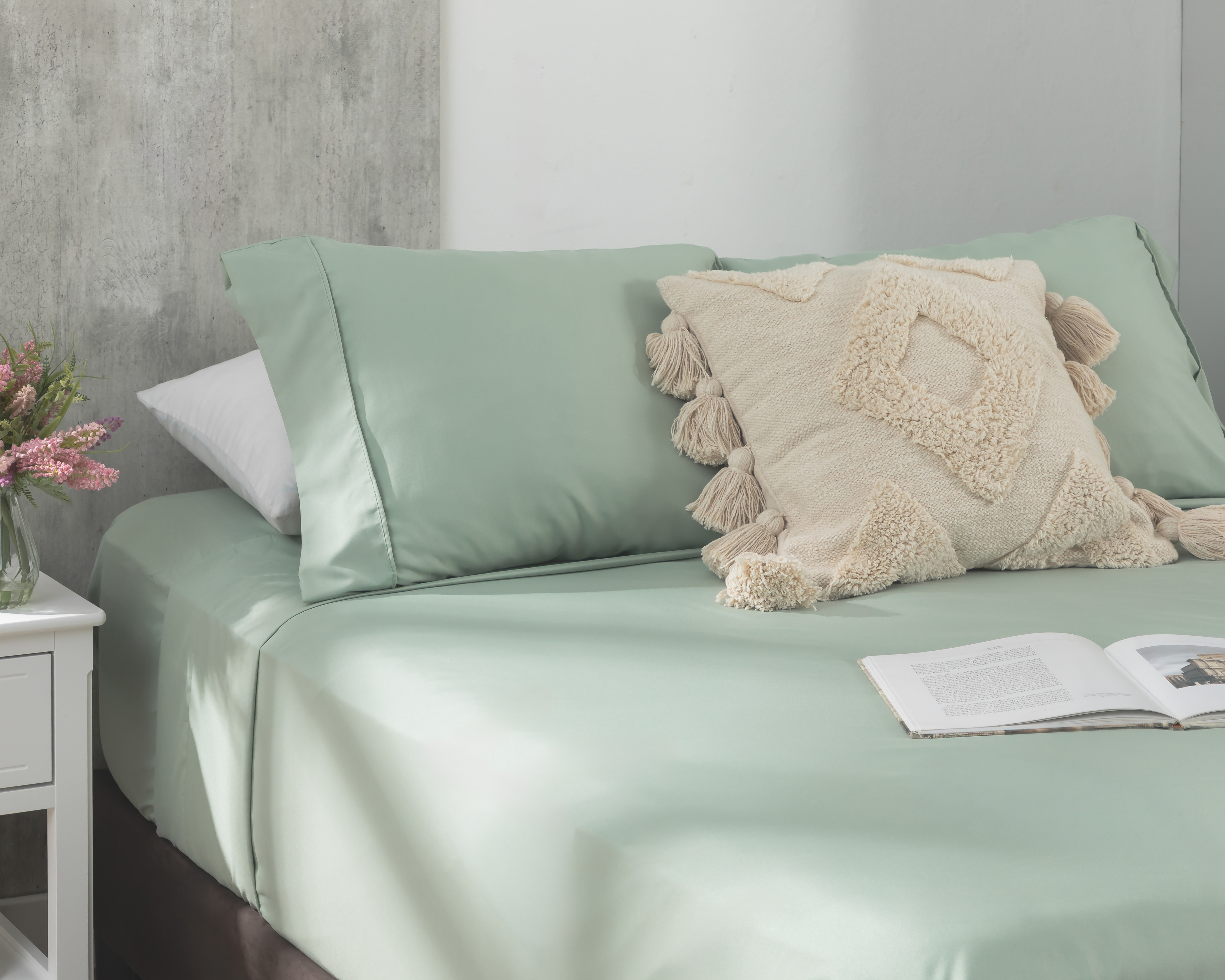 Foto 2 pulgar | Foto 1 | Sábana Matrimonial con Fundas para Almohada Starhaus Stevie Verde 4 Piezas