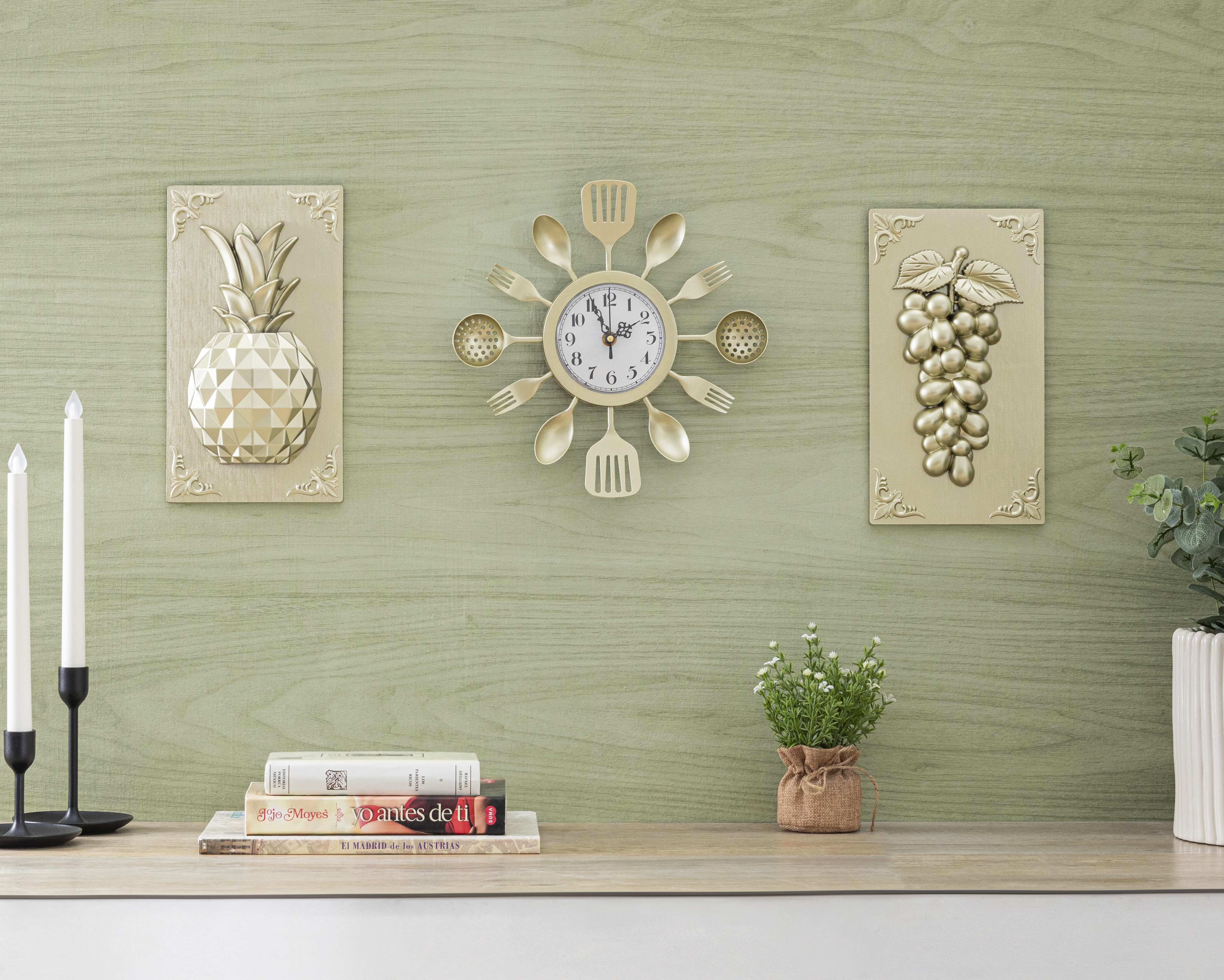 Foto 6 pulgar | Foto 5 | Juego de Reloj de Pared y Cuadros Decorativos Tropical