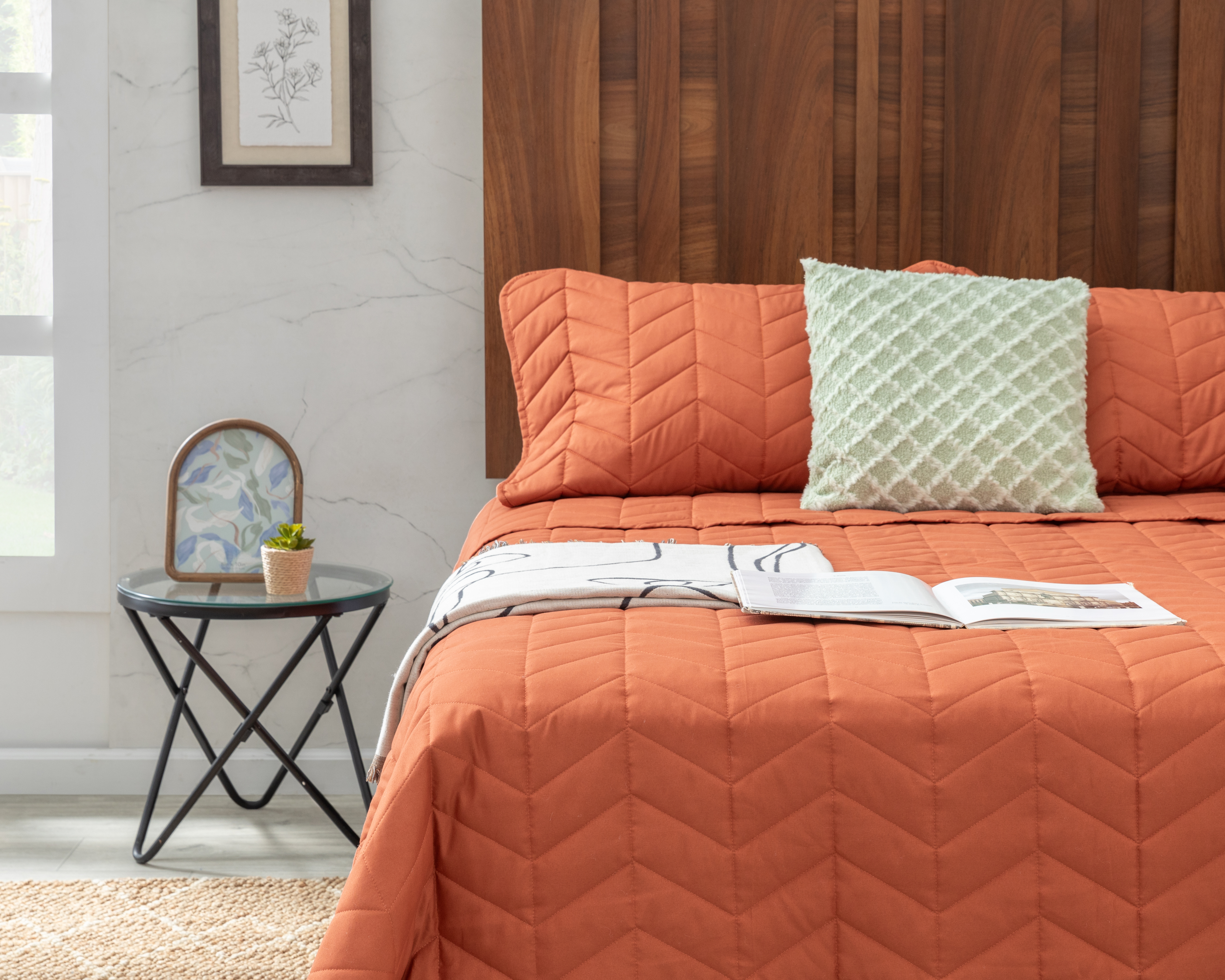 Foto 1 | Foto 1 | Colcha Matrimonial/Queen Size con Fundas para Almohada Starhaus Paprika Chedrón 3 Piezas