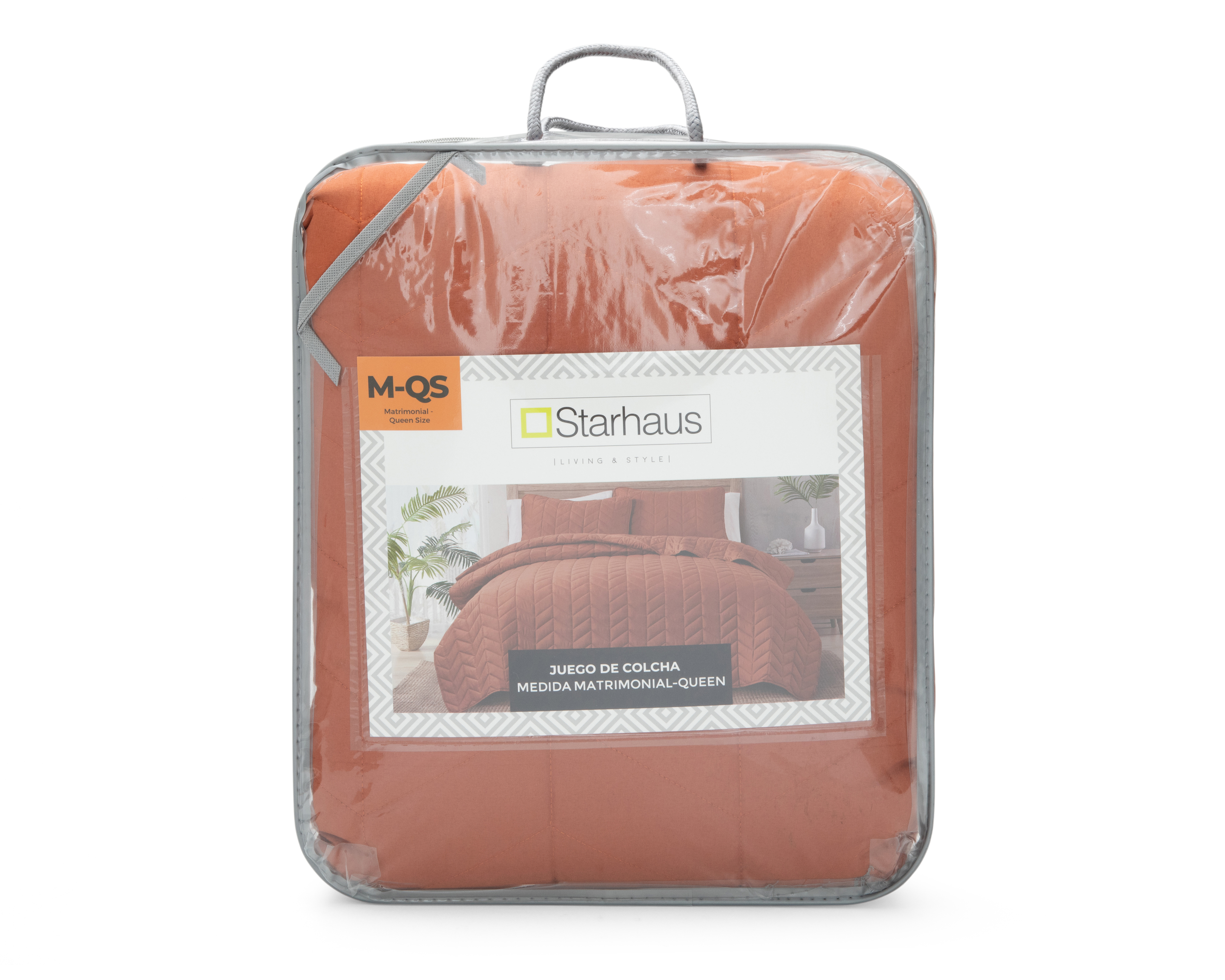 Foto 4 | Foto 4 | Colcha Matrimonial/Queen Size con Fundas para Almohada Starhaus Paprika Chedrón 3 Piezas