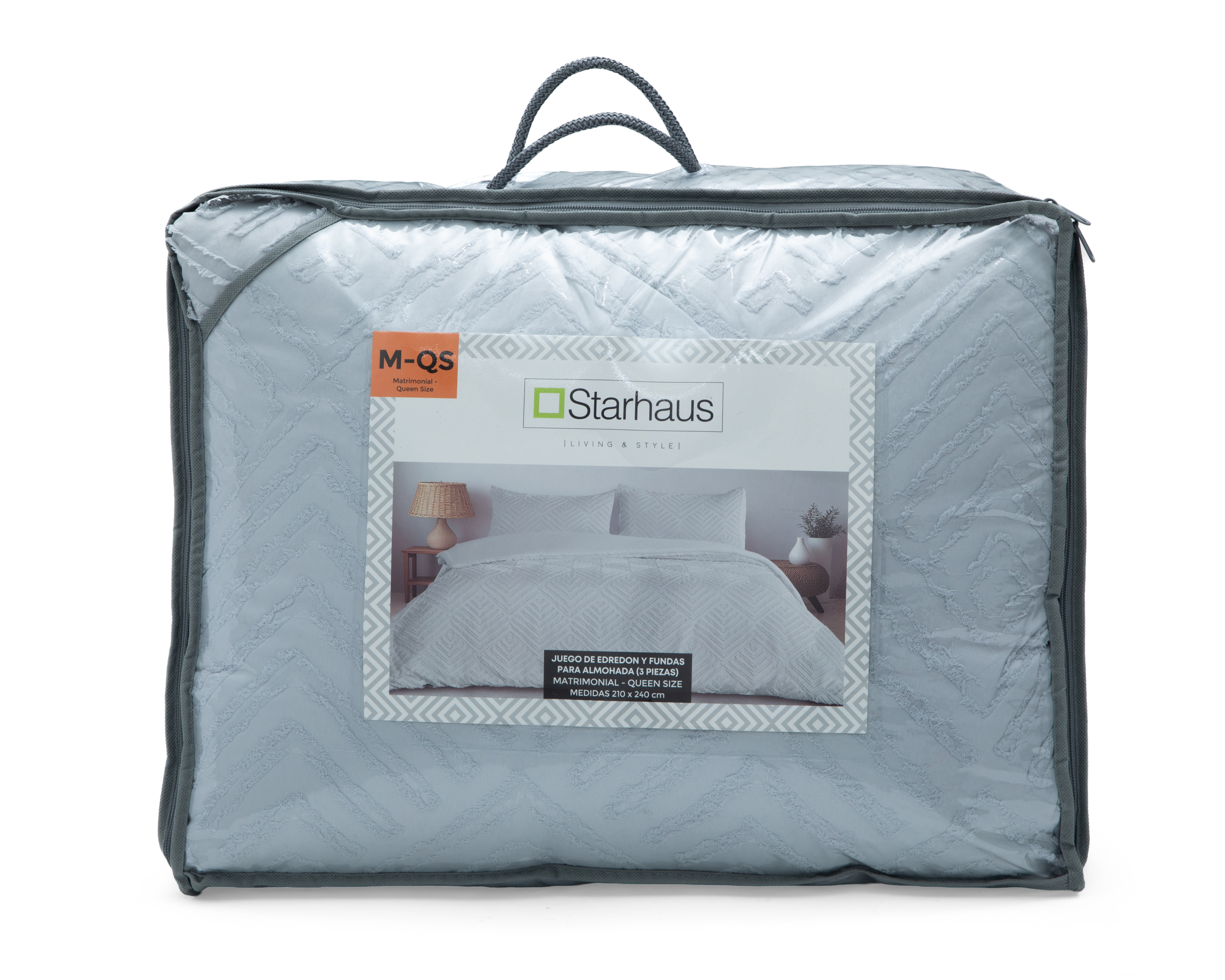 Foto 4 | Foto 4 | Edredón Matrimonial/Queen Size Starhaus Berlioz Gris 3 Piezas