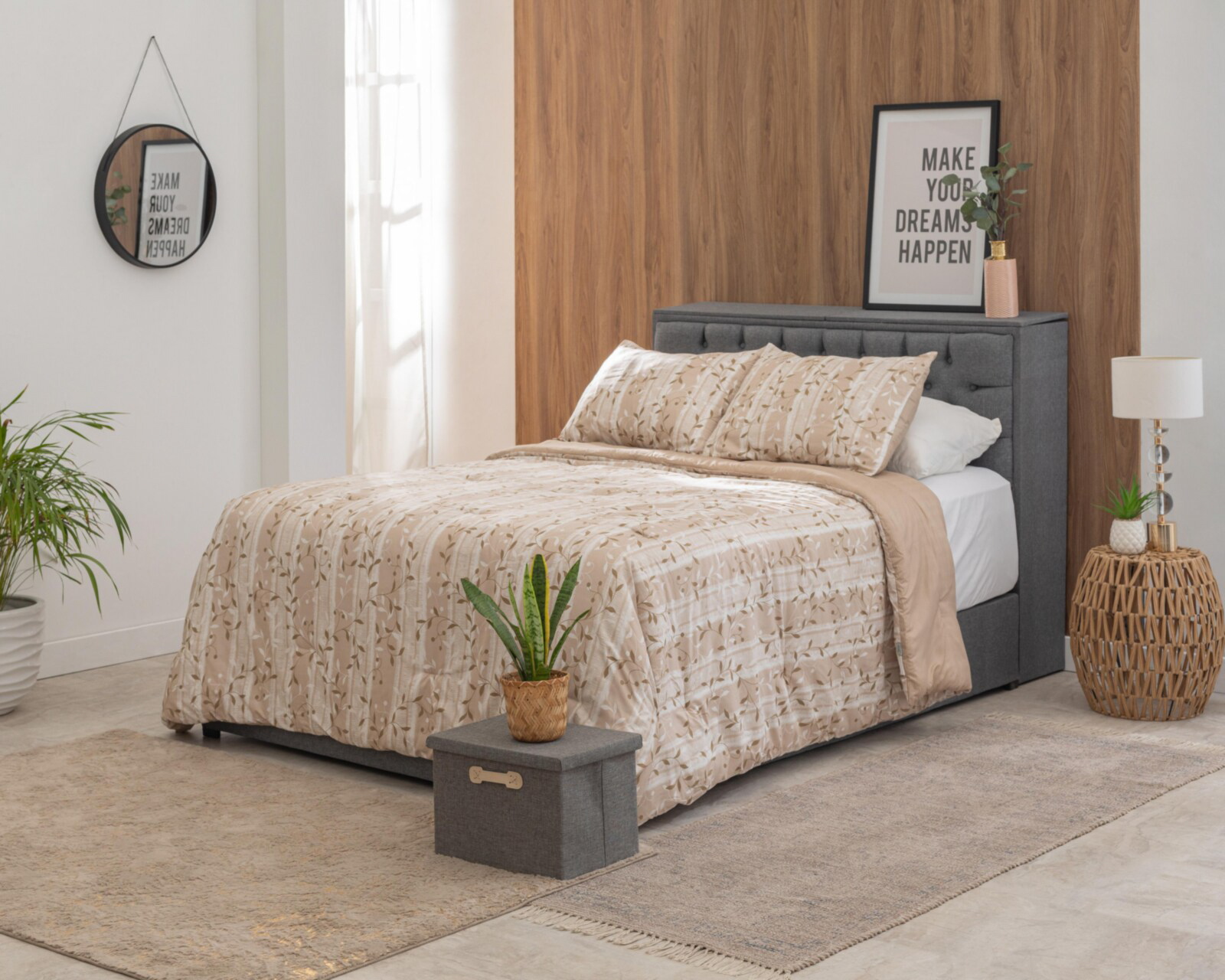 Edredón Starhaus Matrimonial Jane Taupé 3 Piezas