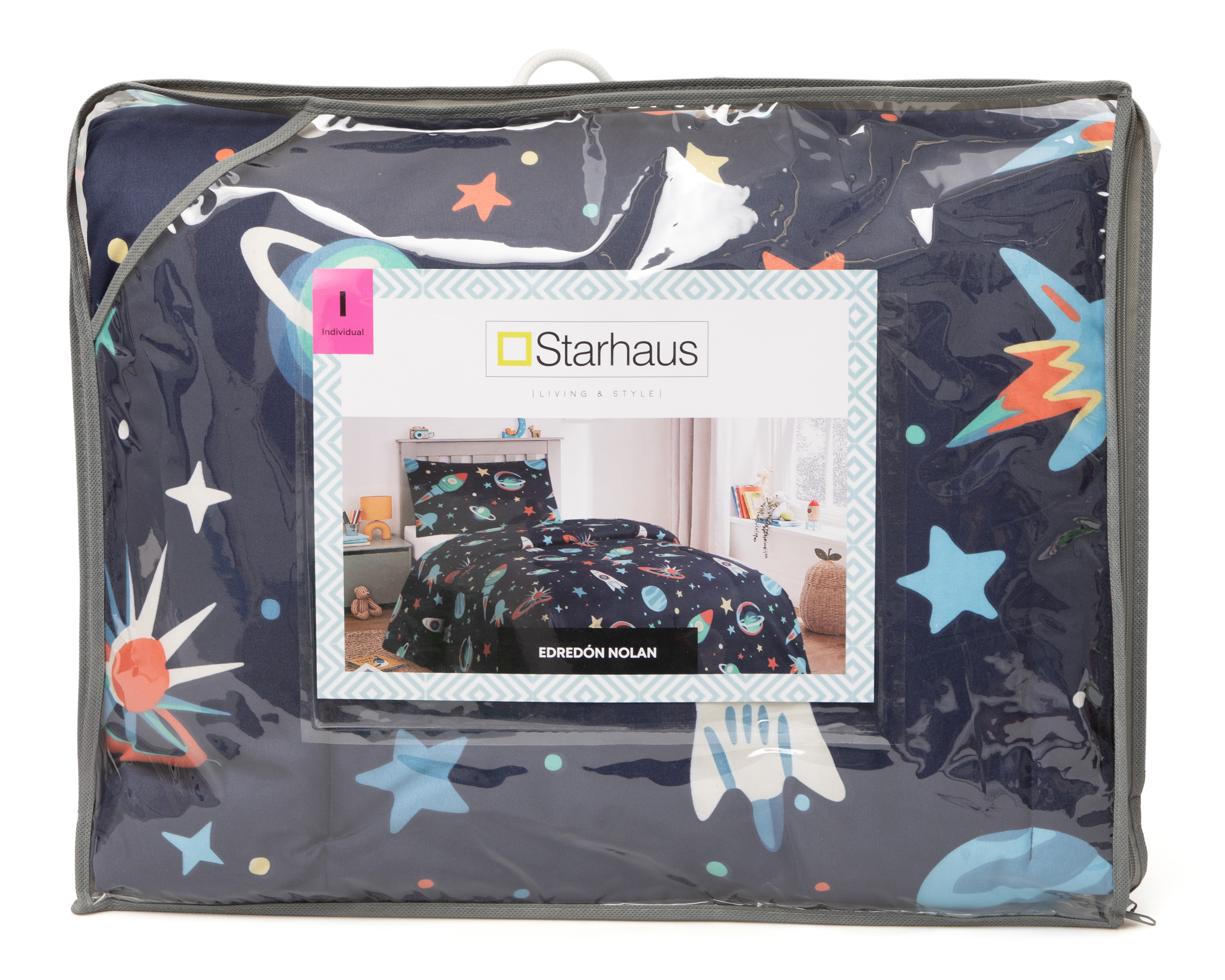 Foto 4 | Foto 4 | Edredón Individual con Funda para Almohada Starhaus Nolan Azul Marino 2 Piezas