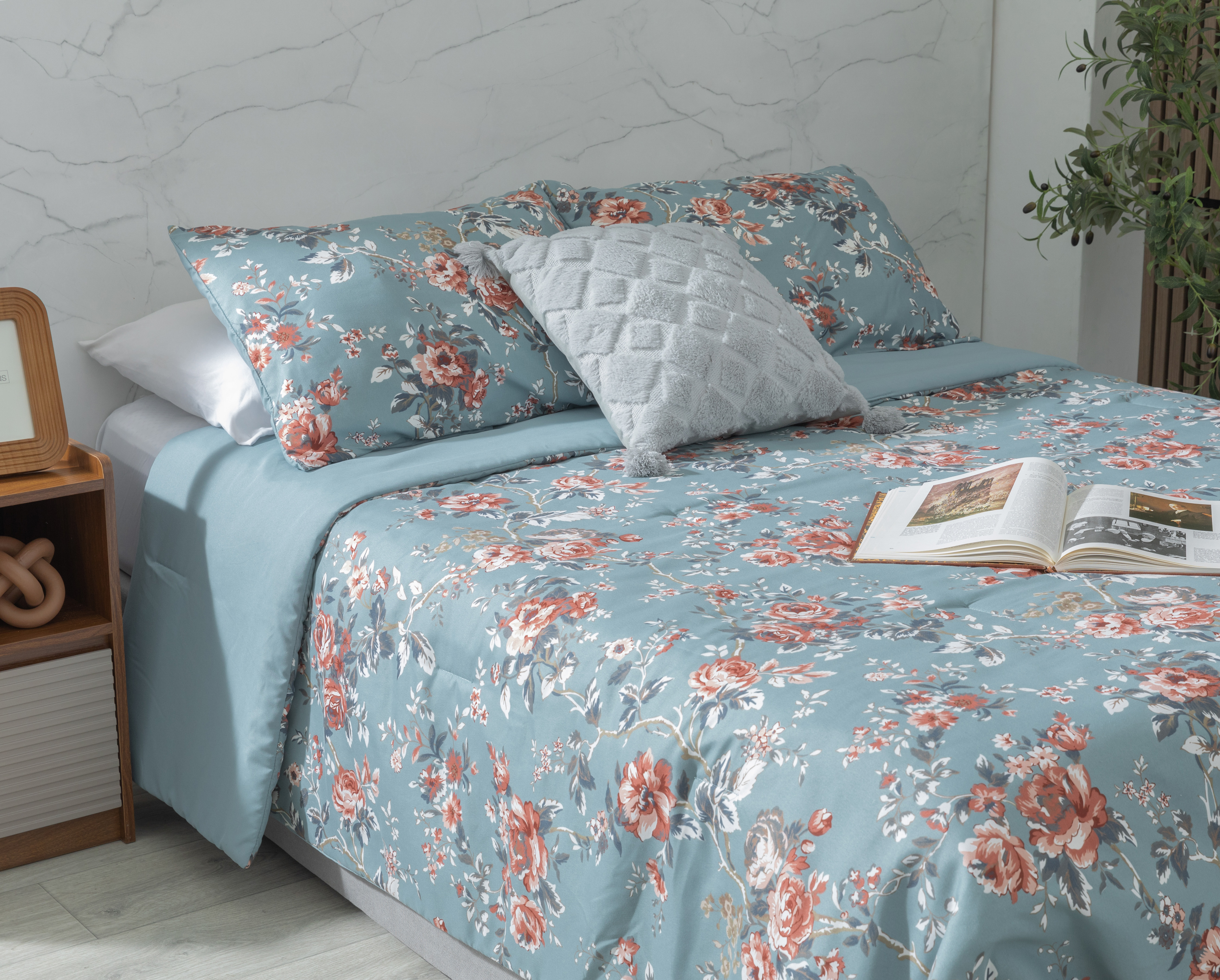 Foto 2 pulgar | Foto 1 | Edredón Matrimonial/Queen Size con Fundas para Almohada Starhaus Xanney Azul 3 Piezas