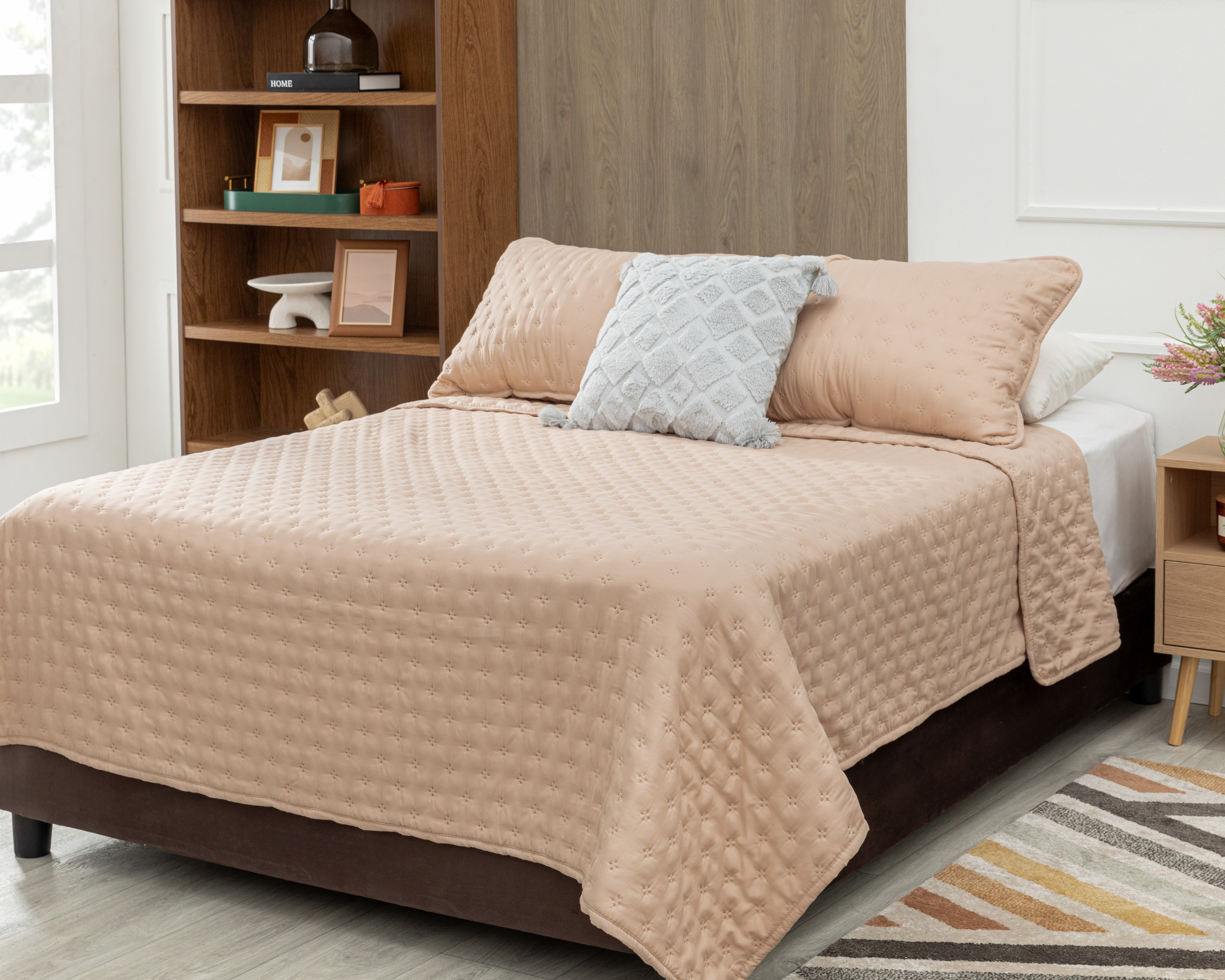 Foto 1 | Foto 1 | Colcha Matrimonial/Queen Size con Fundas para Almohada Starhaus Calma Arena  3 Piezas