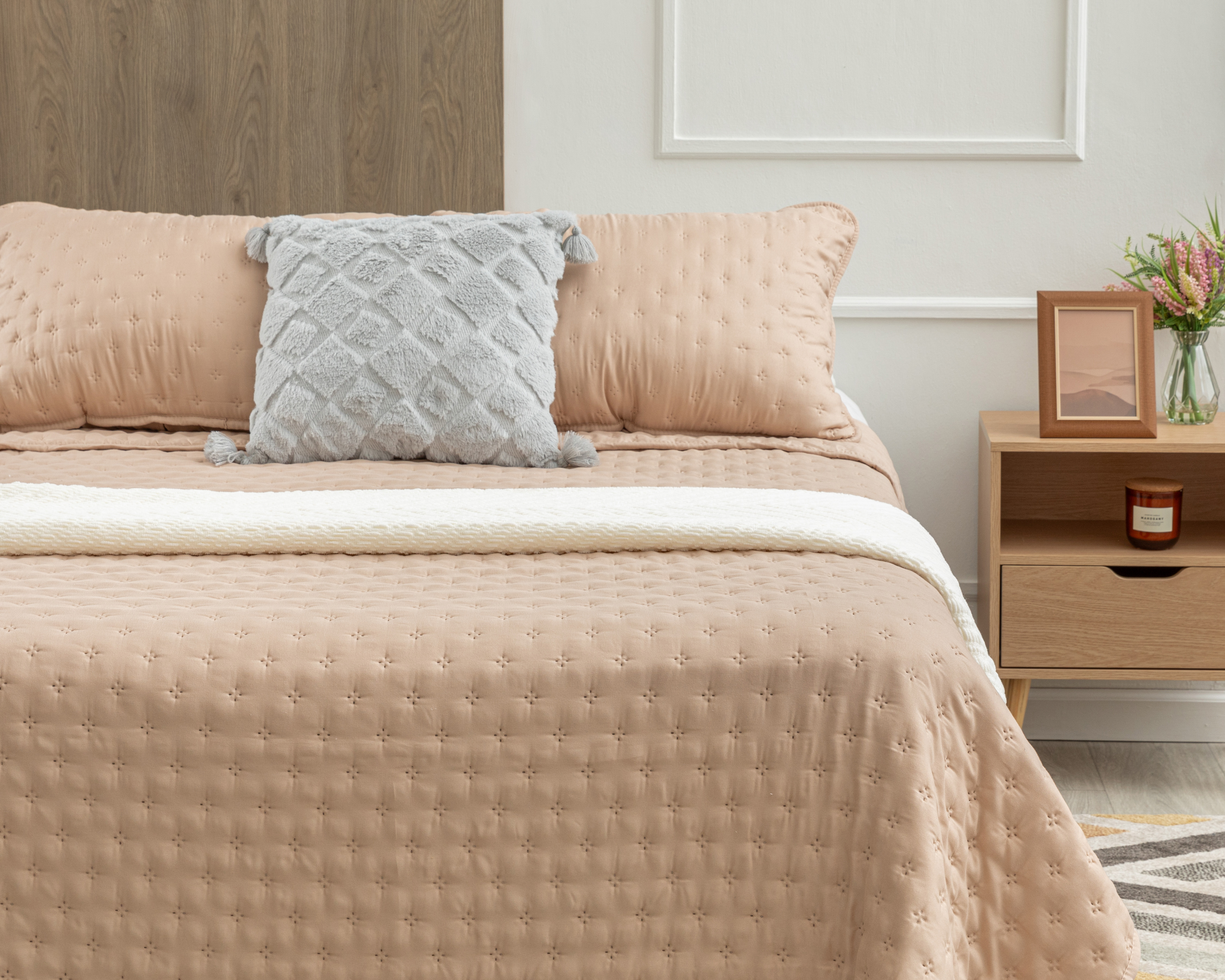 Colcha King Size con Fundas para Almohada Starhaus Calma Arena  3 Piezas