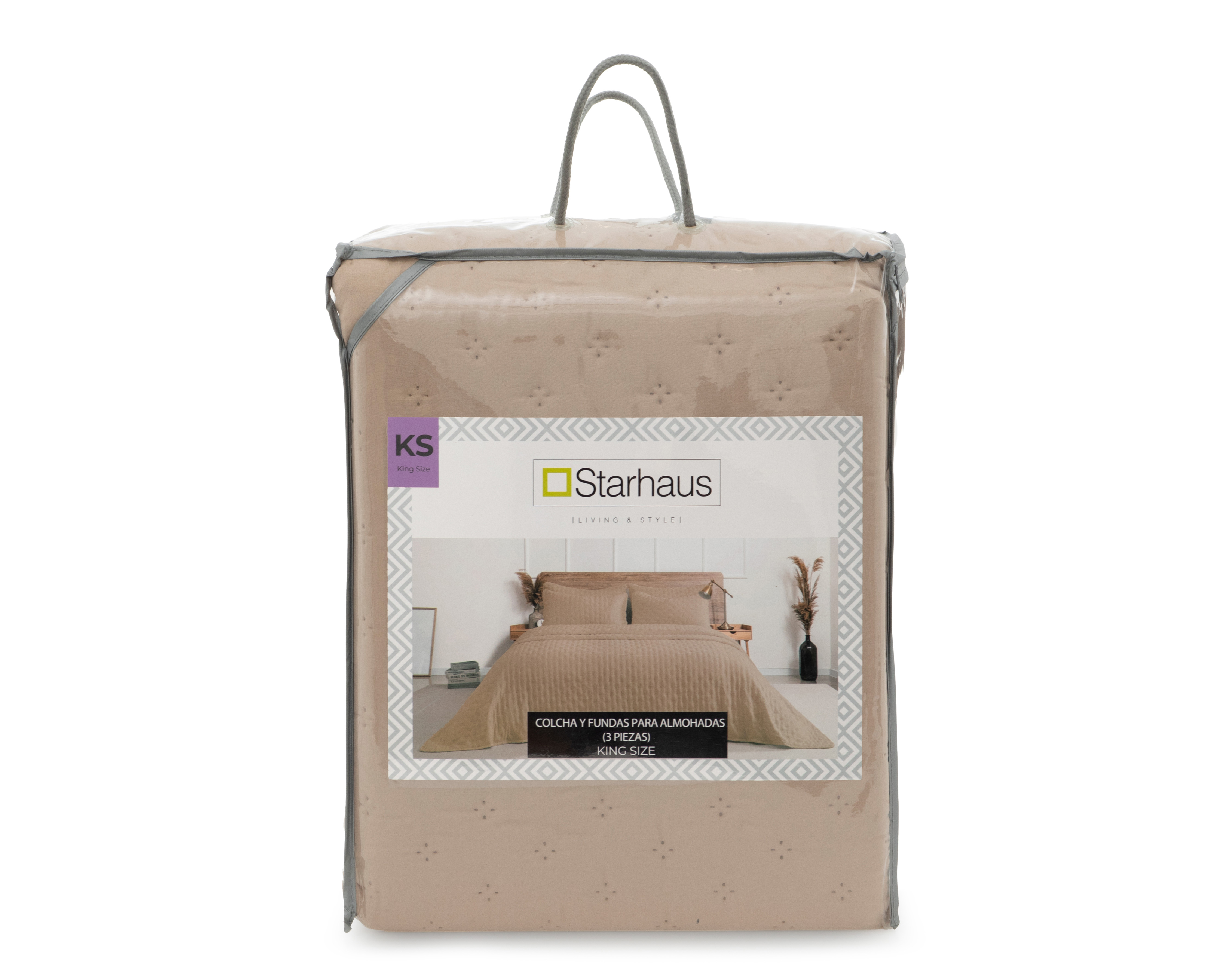 Foto 5 pulgar | Foto 4 | Colcha King Size con Fundas para Almohada Starhaus Calma Arena  3 Piezas