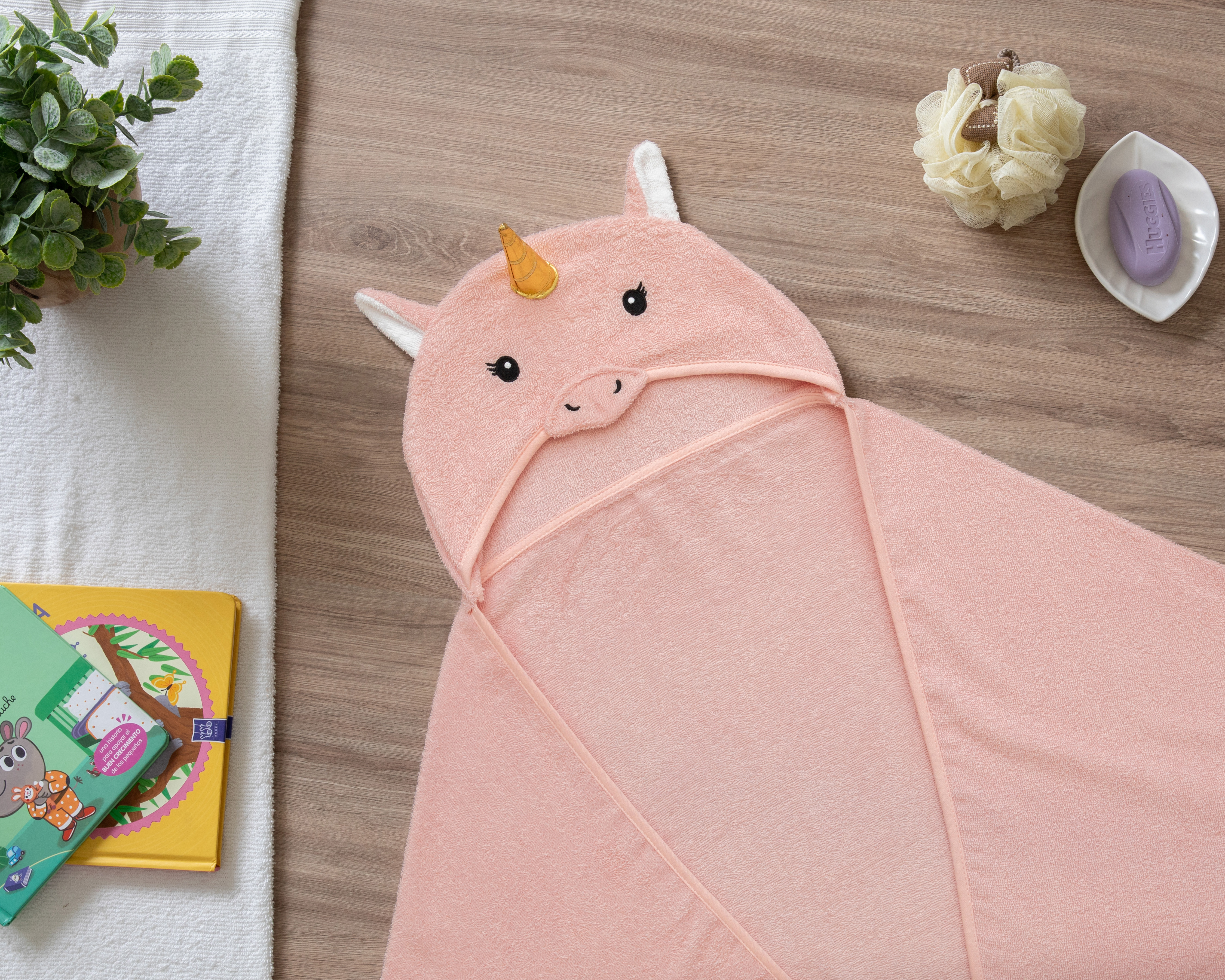 Foto 5 pulgar | Foto 4 | Toalla con Capucha para Niña Starhaus Coqui Rosa