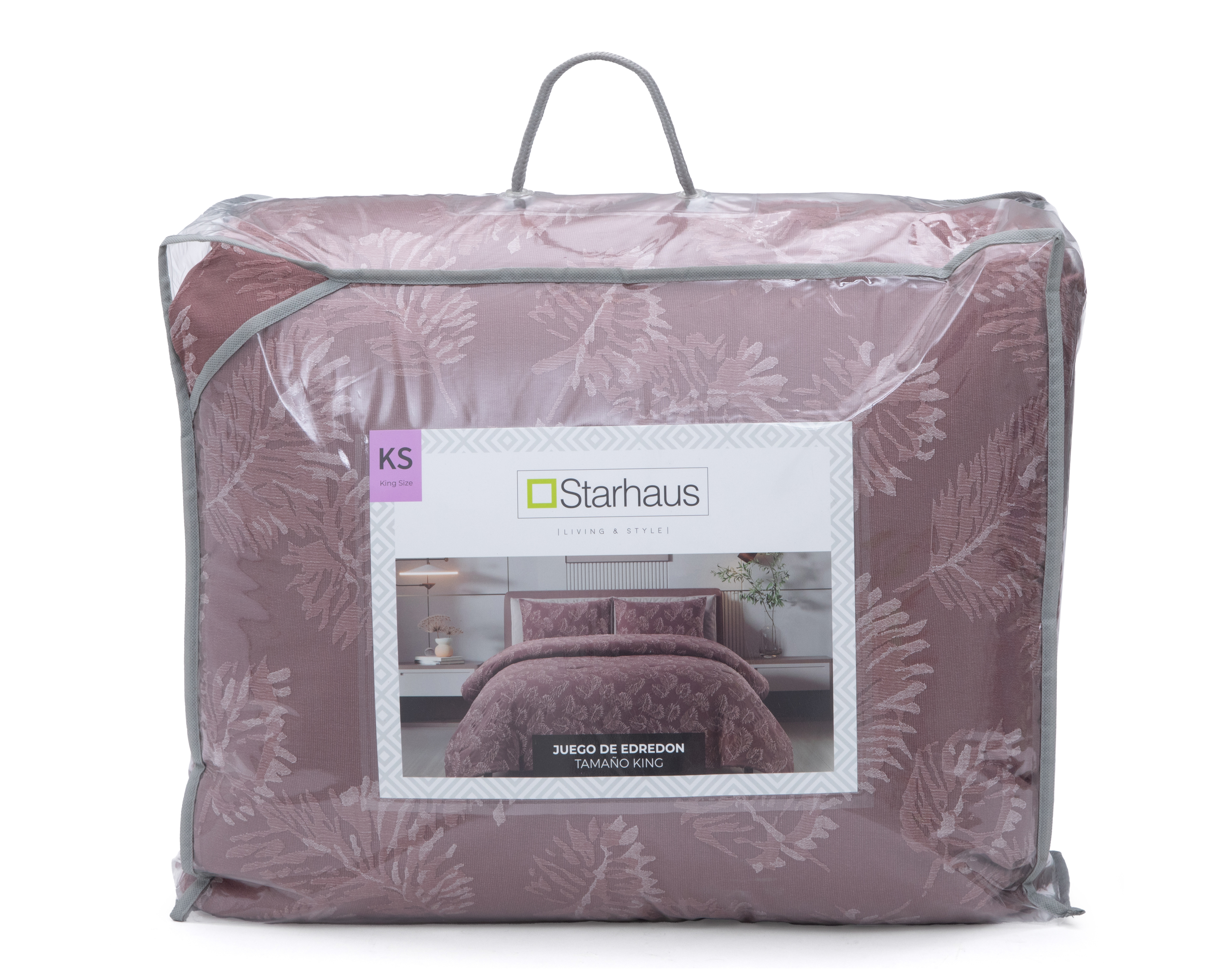 Foto 4 | Foto 4 | Edredón King Size con Fundas para Almohada Starhaus Carmesi Rosa 3 Piezas