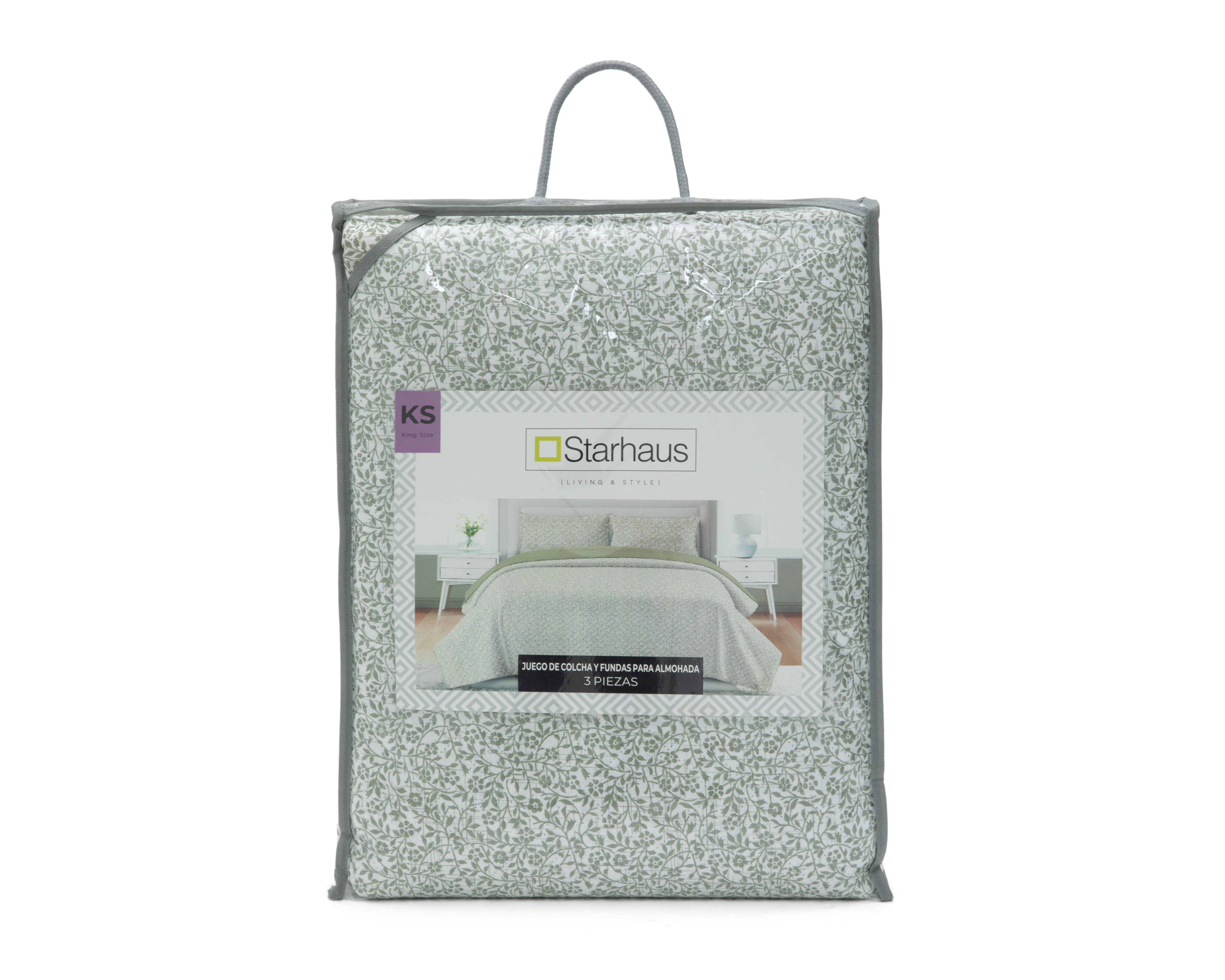 Foto 4 | Foto 4 | Colcha King Size con Fundas para Almohada Starhaus Olivino Blanca 3 Piezas