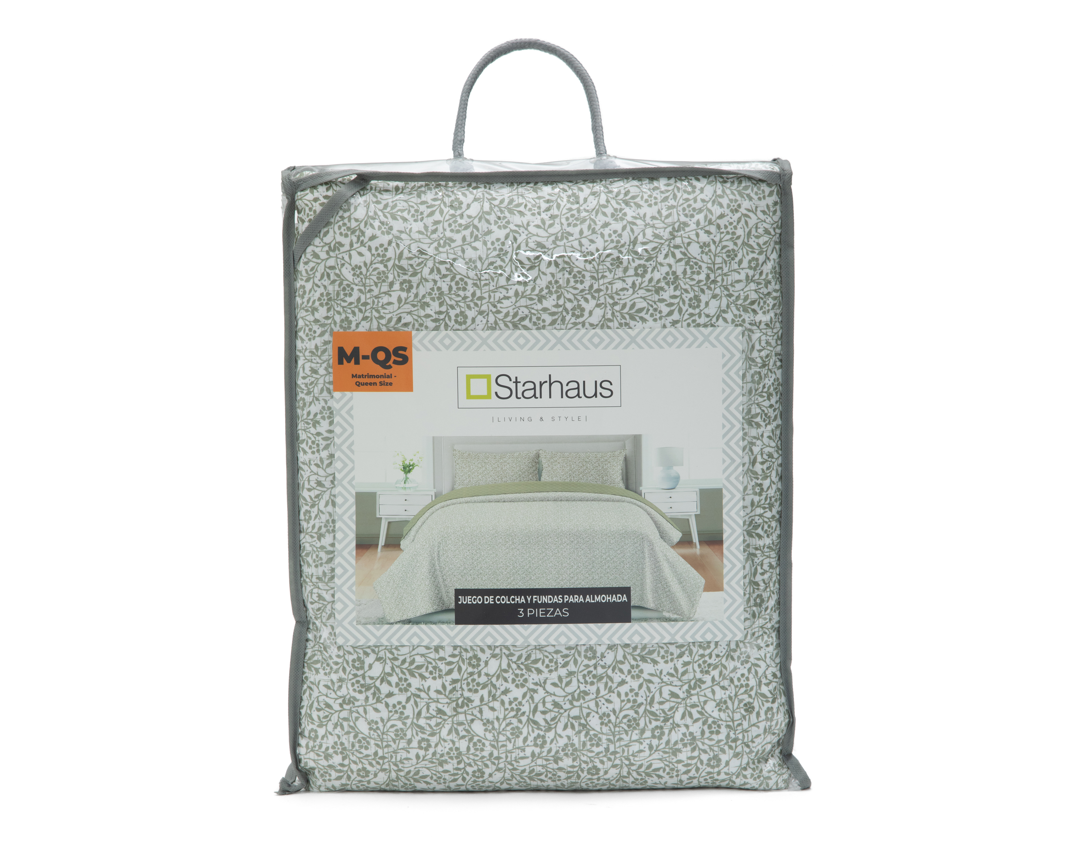 Foto 4 | Foto 4 | Colcha Matrimonial-Queen Size con Fundas para Almohada Starhaus Olivino Blanca 3 Piezas