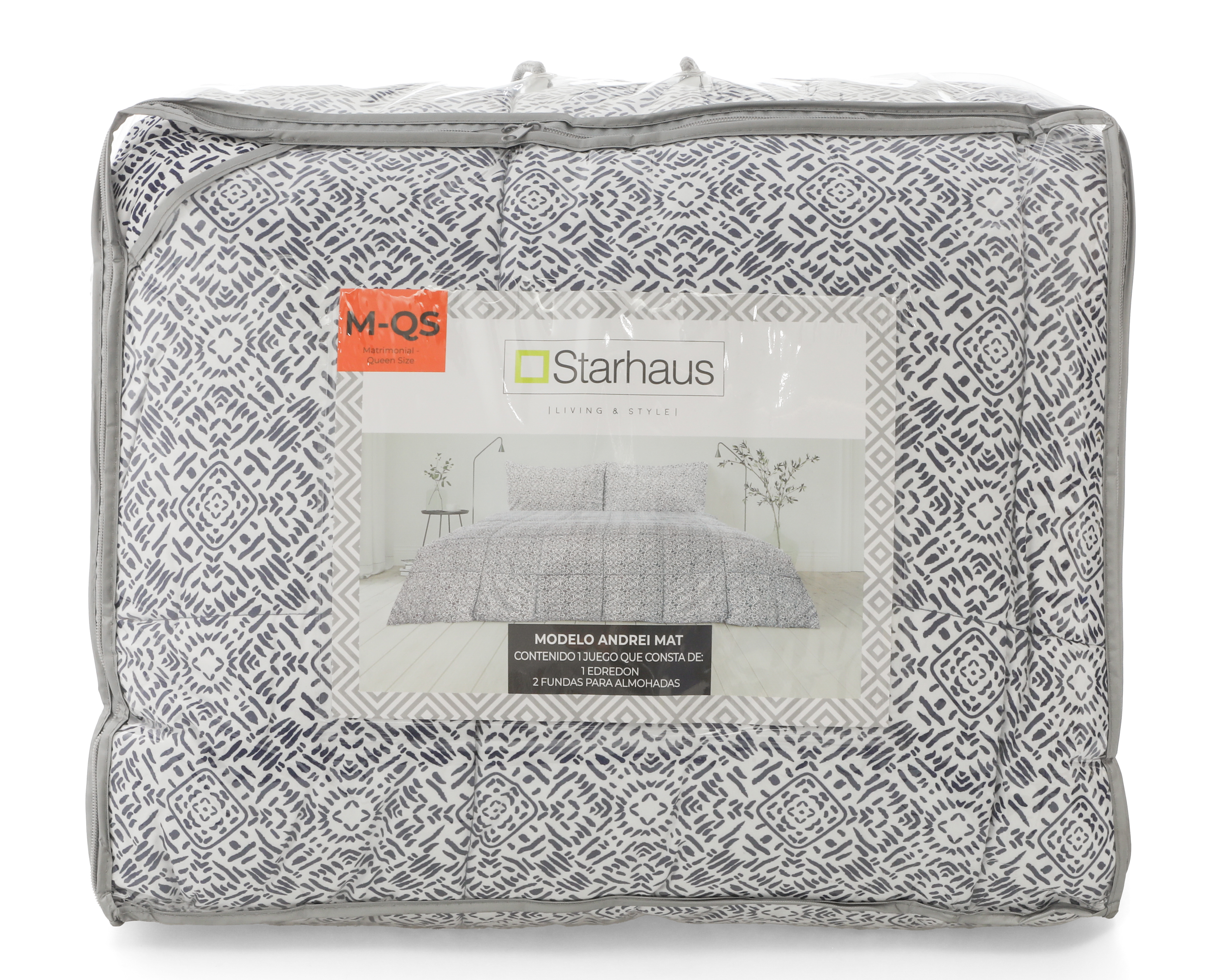 Foto 4 | Foto 4 | Edredón Matrimonial/Queen Size con Fundas para Almohada Starhaus Andrei Azul 3 Piezas