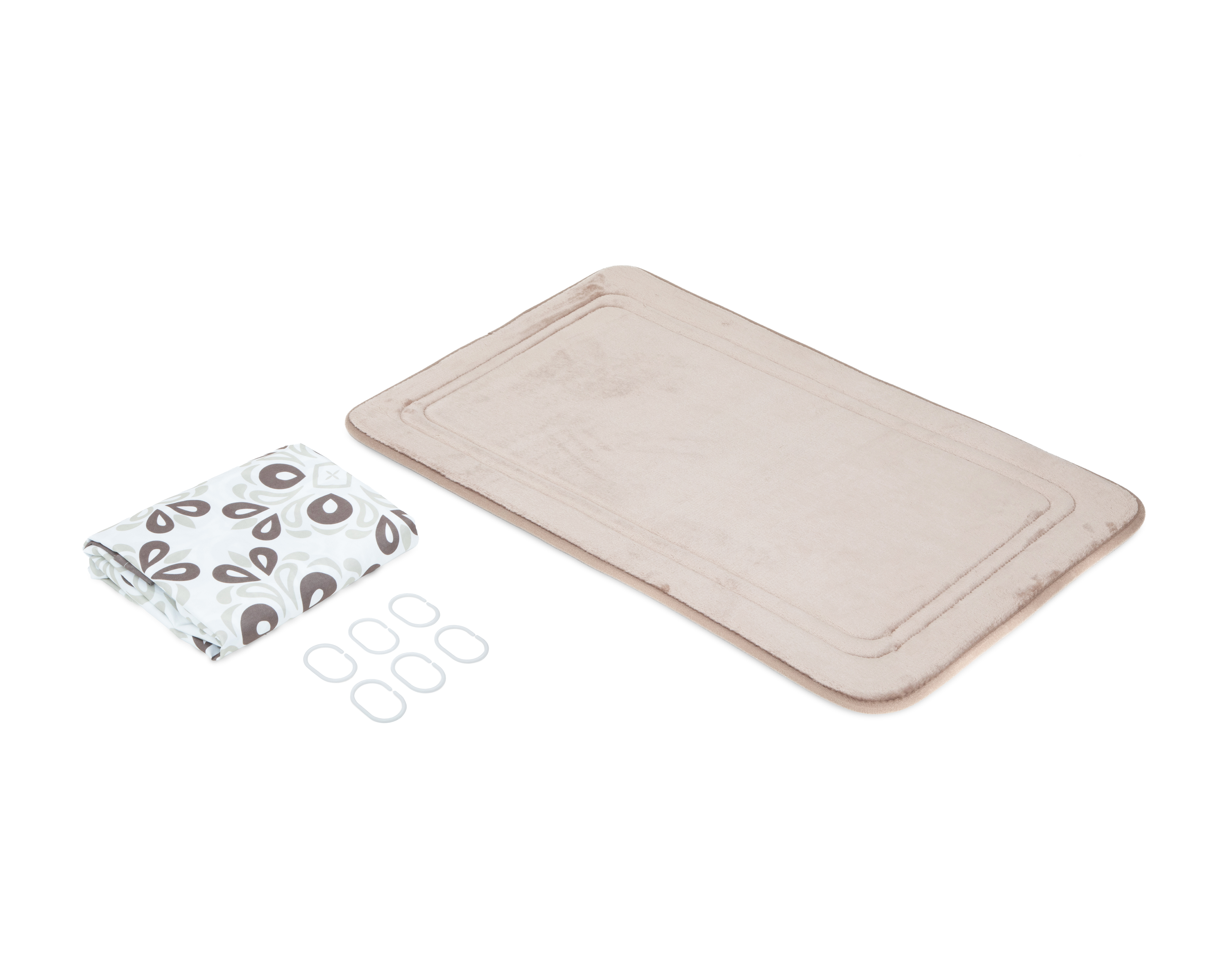 Cortina y Tapete para Baño Starhaus Beige 2 Piezas