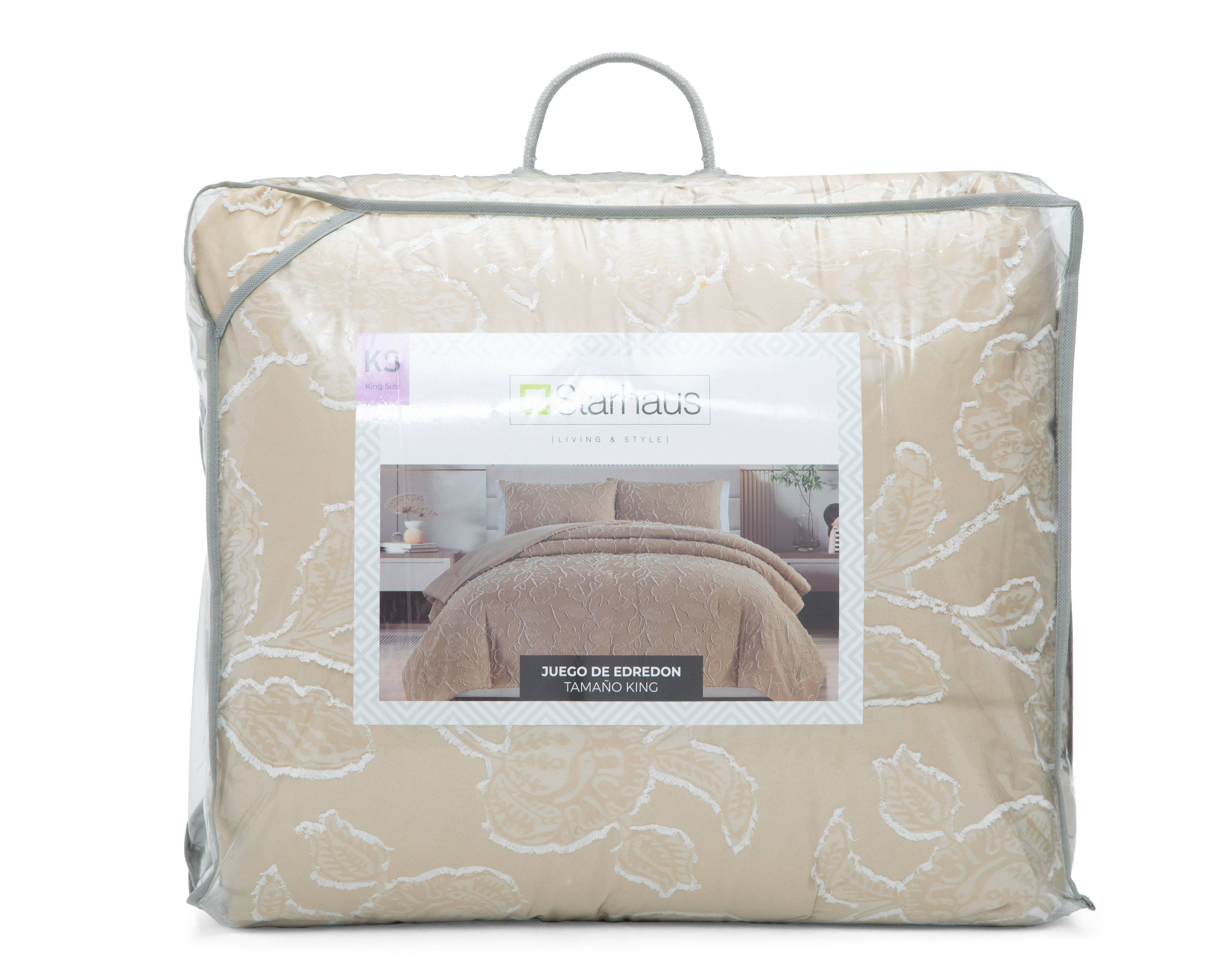 Foto 4 | Foto 4 | Edredón King Size con Fundas para Almohada Starhaus Ofelia Beige 3 Piezas