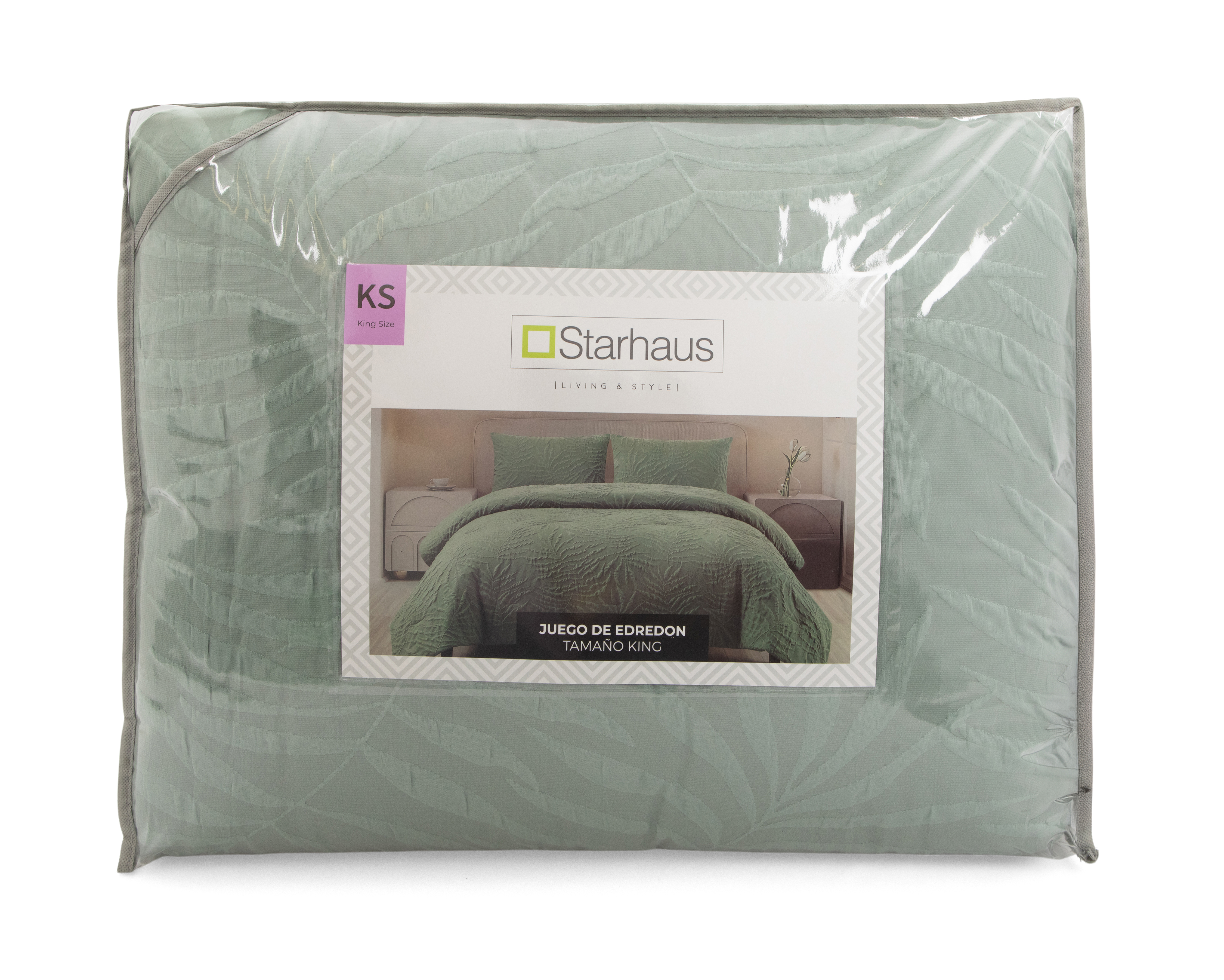 Foto 4 | Foto 4 | Edredón King Size con Fundas para Almohada Starhaus Comala Verde 3 Piezas