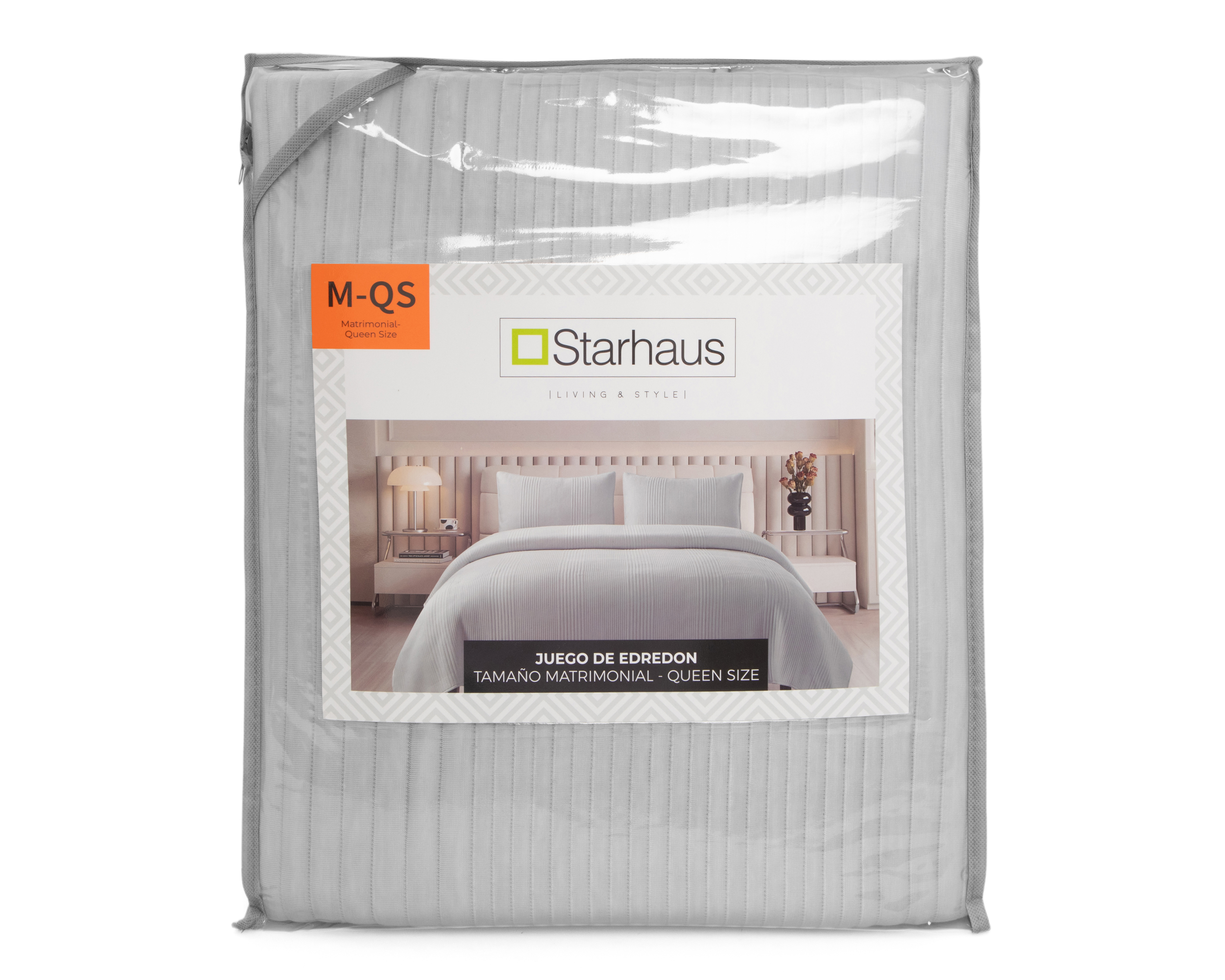 Foto 4 | Foto 4 | Edredón Matrimonial-Queen Size con Fundas para Almohada Starhaus Deva Gris 3 Piezas