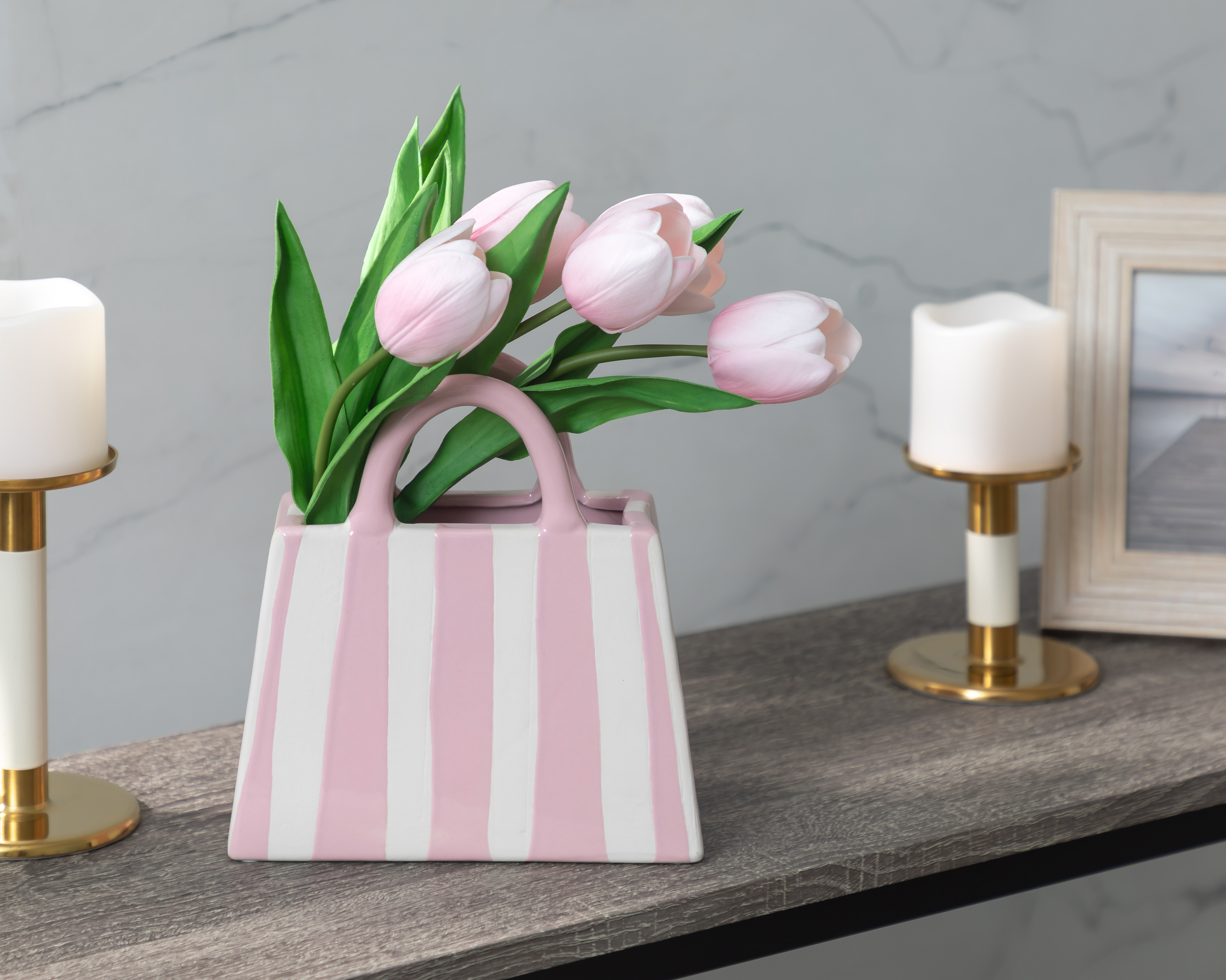 Foto 5 pulgar | Foto 4 | Tulipán Artificial con Florero Starhaus 29 cm