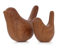 Escultura de Pájaro Leia de Cerámica 2 Piezas