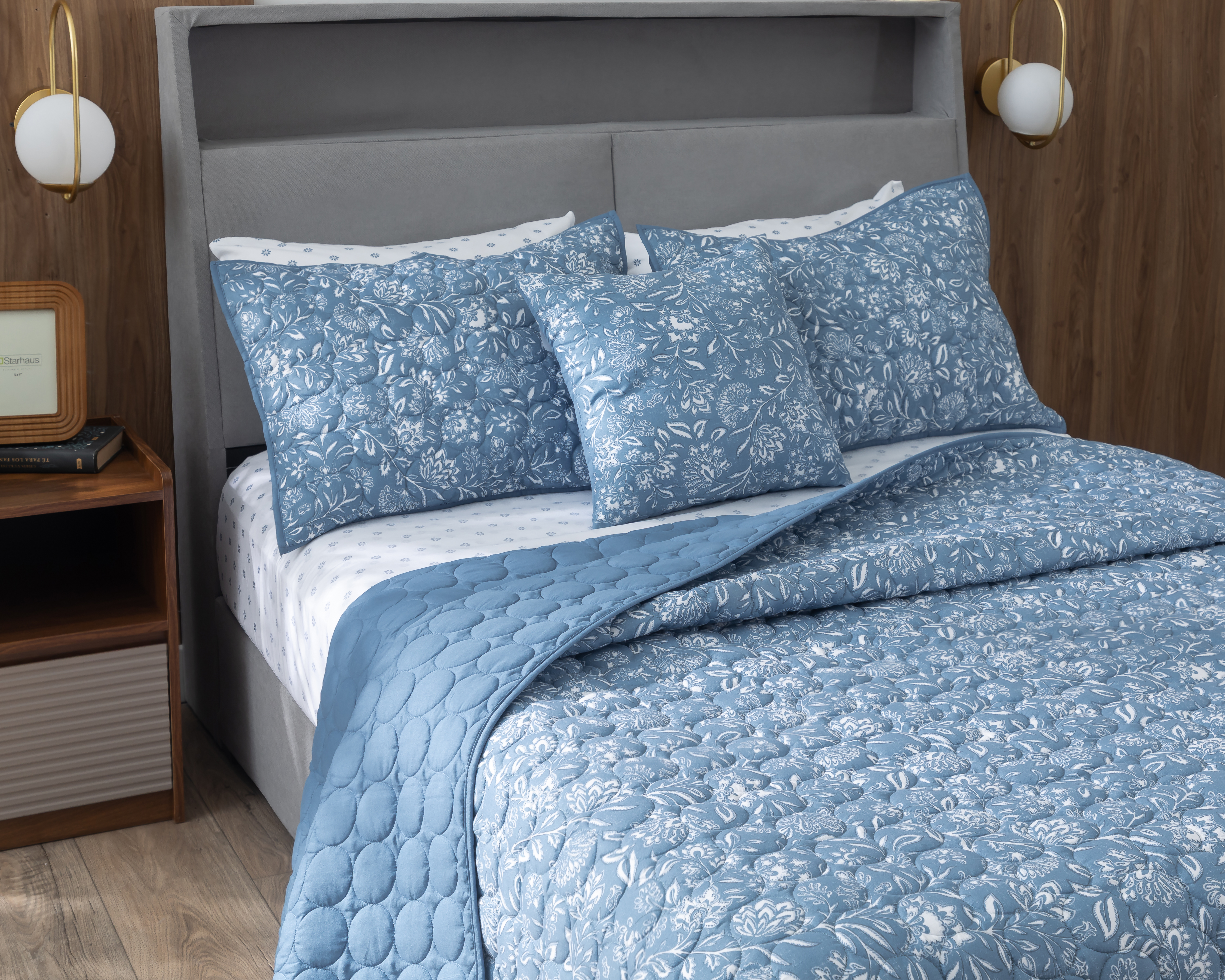 Foto 1 | Foto 1 | Edredón Matrimonial-Queen Size Starhaus Catherine Azul 8 Piezas