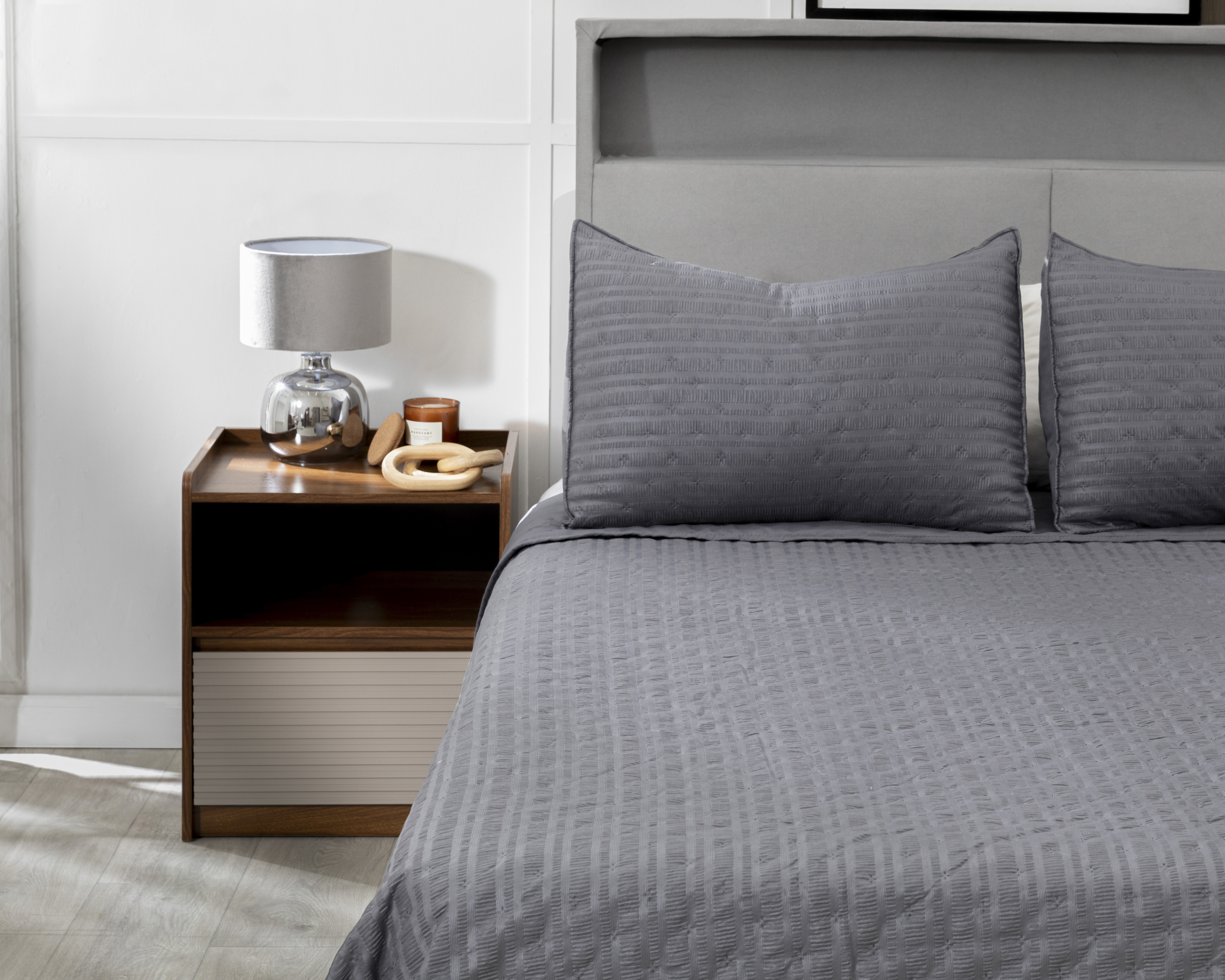 Foto 1 | Foto 1 | Colcha Matrimonial con Fundas para Almohada Starhaus Arabella Gris 3 Piezas