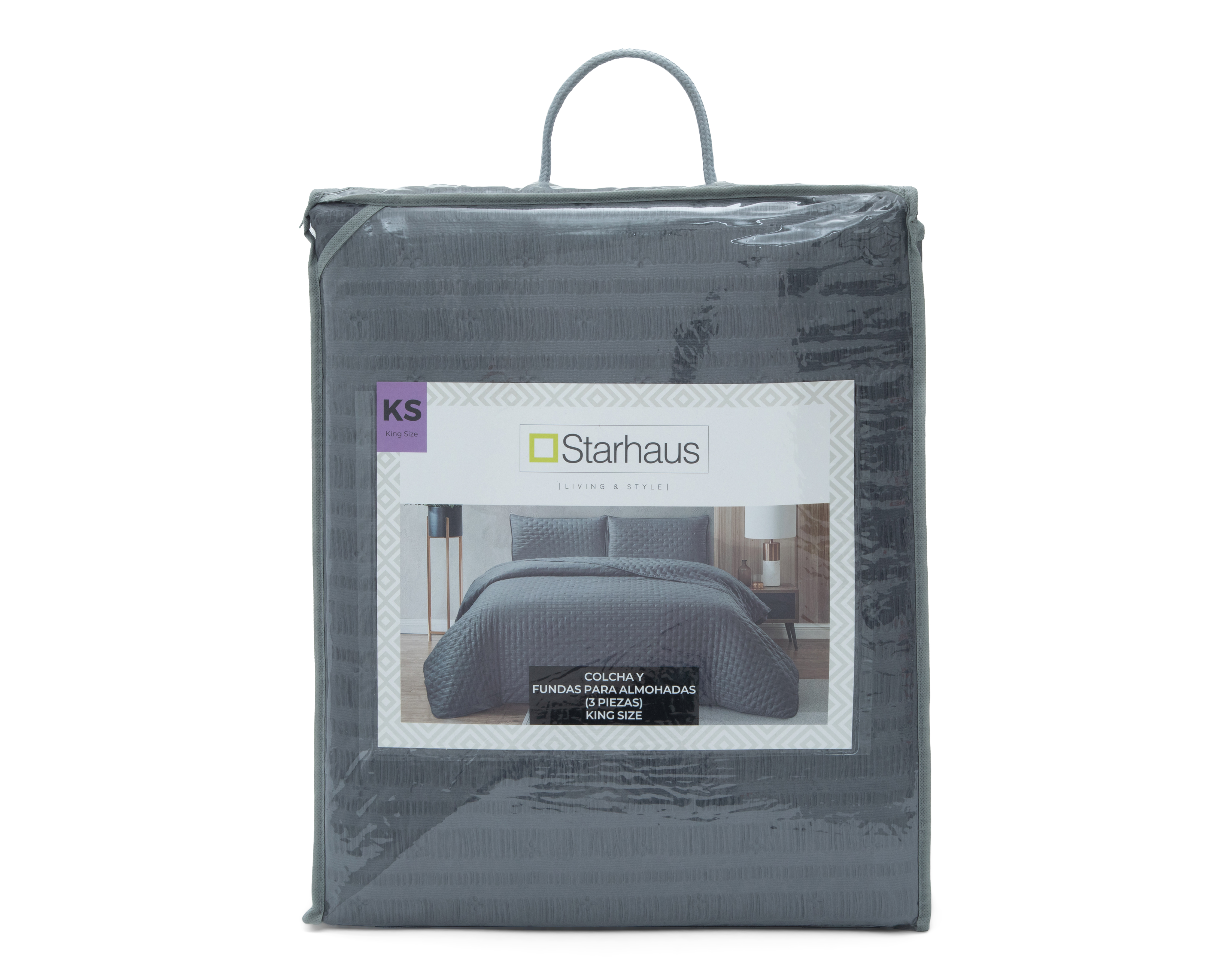 Foto 4 | Foto 4 | Colcha King Size con Fundas para Almohada Starhaus Arabella Gris 3 Piezas