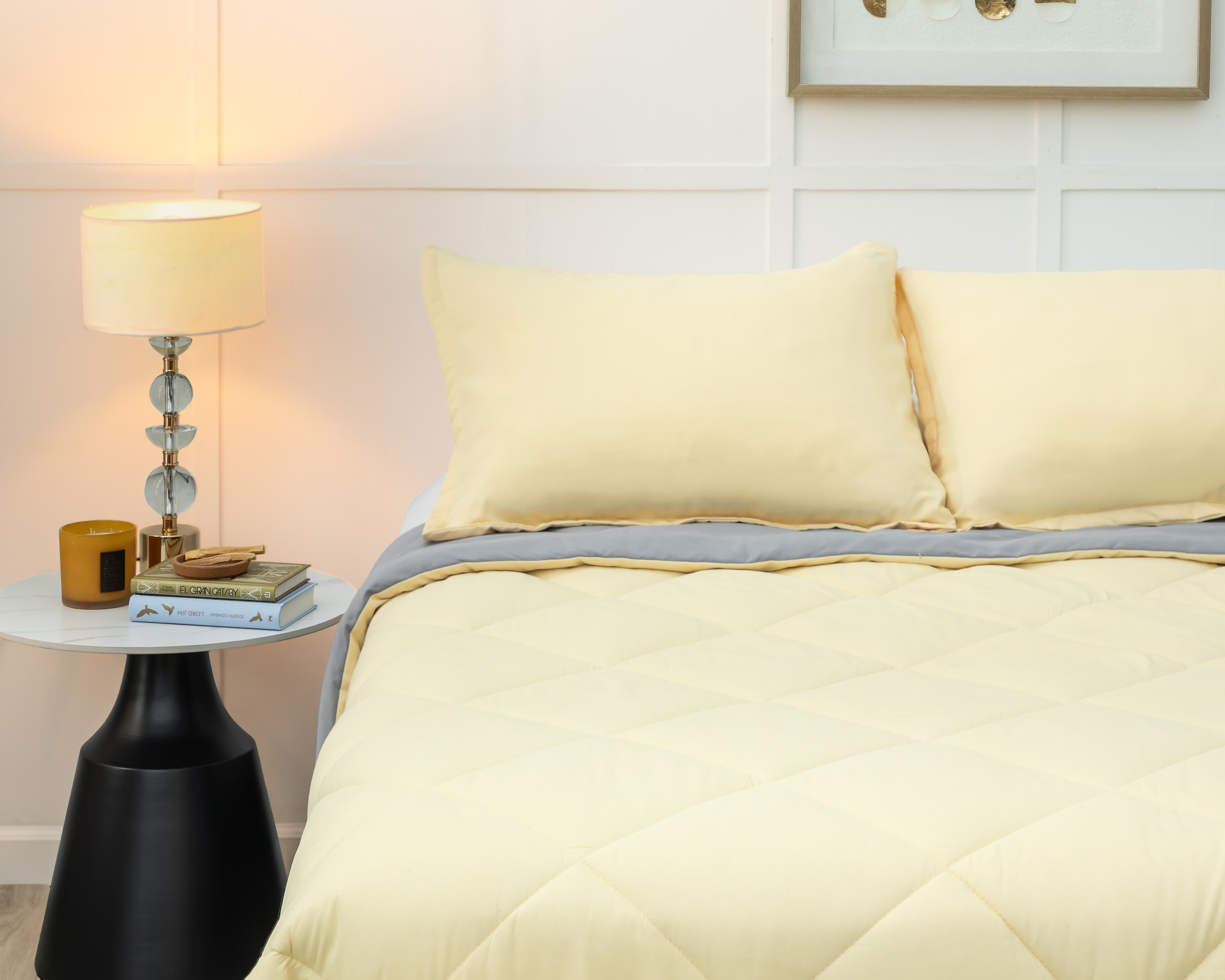 Colcha Matrimonial/Queen Size con Fundas para Almohada Starhaus Mariana Amarillo 3 Piezas