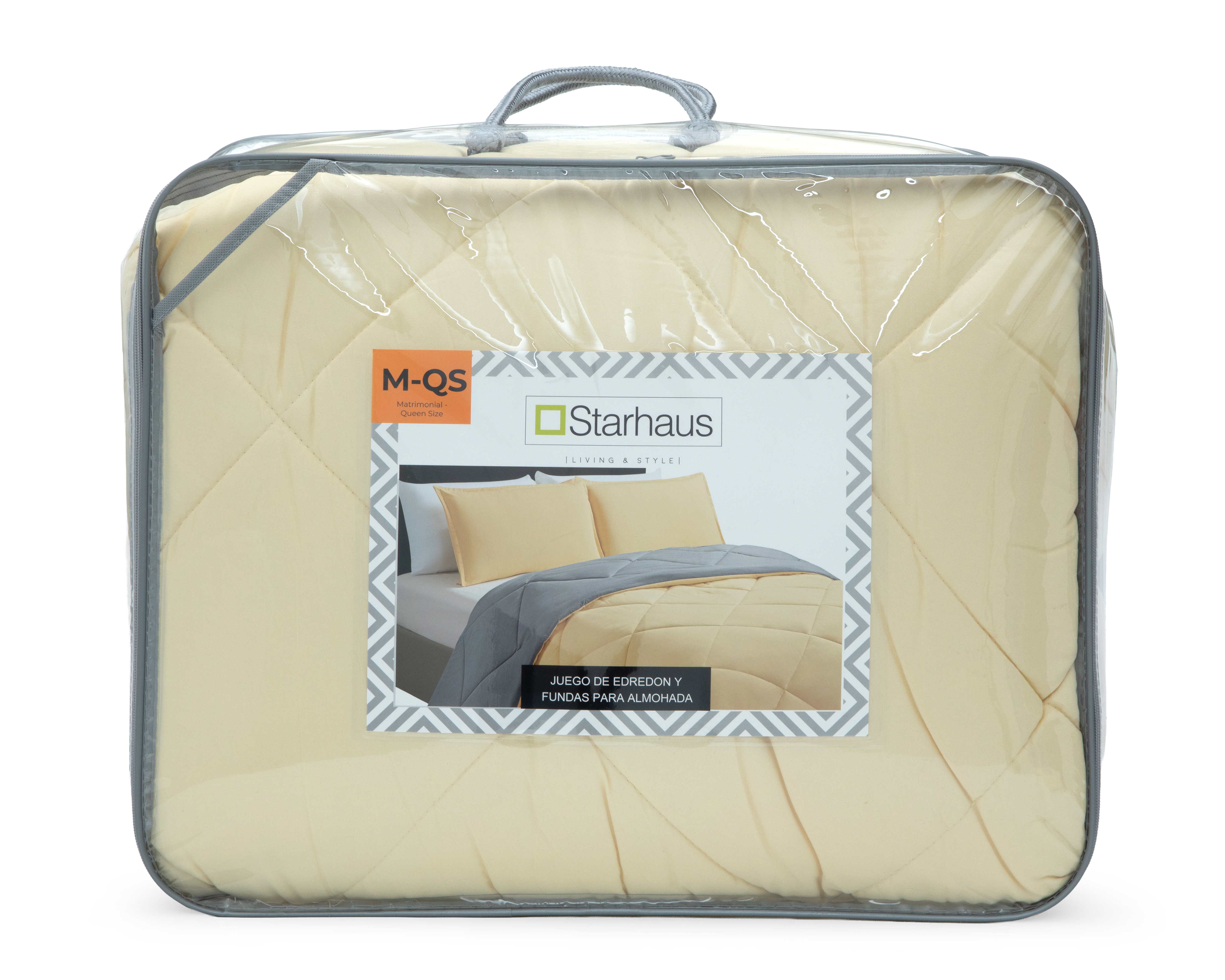 Foto 4 | Foto 4 | Colcha Matrimonial/Queen Size con Fundas para Almohada Starhaus Mariana Amarillo 3 Piezas