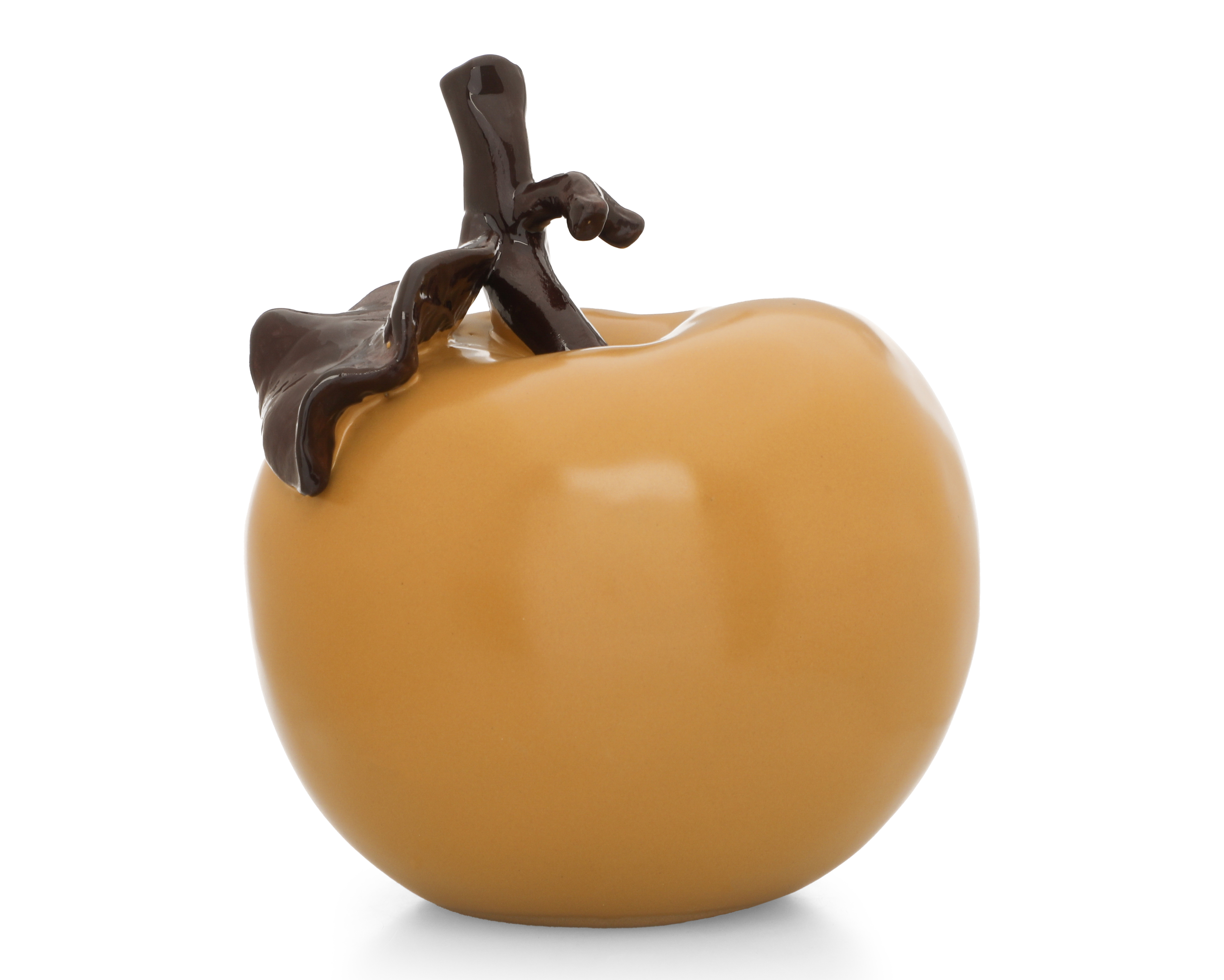 Escultura de Manzana Ocre de Cerámica