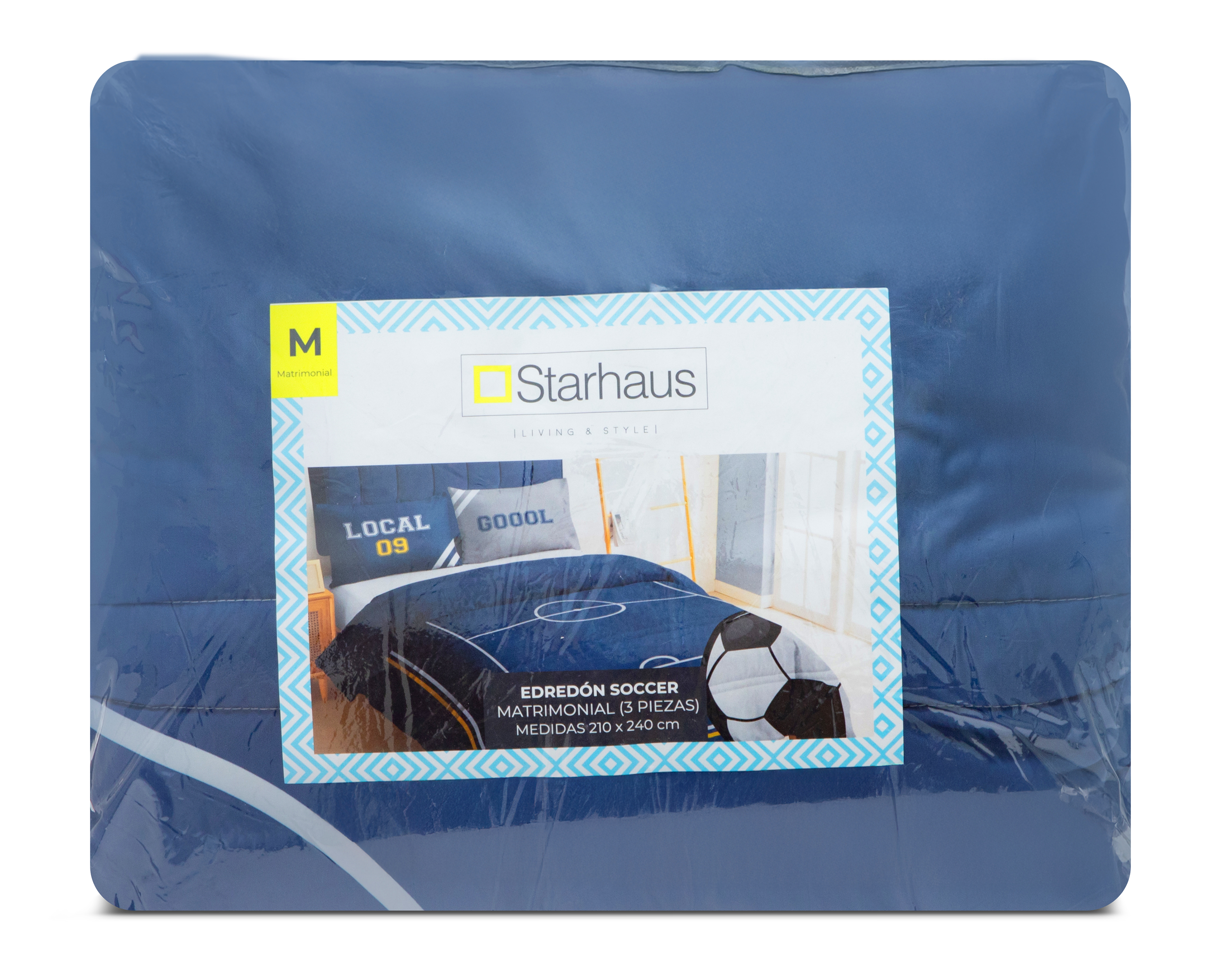 Foto 5 pulgar | Foto 4 | Edredón Matrimonial Starhaus Sport Soccer Azul 3 Piezas