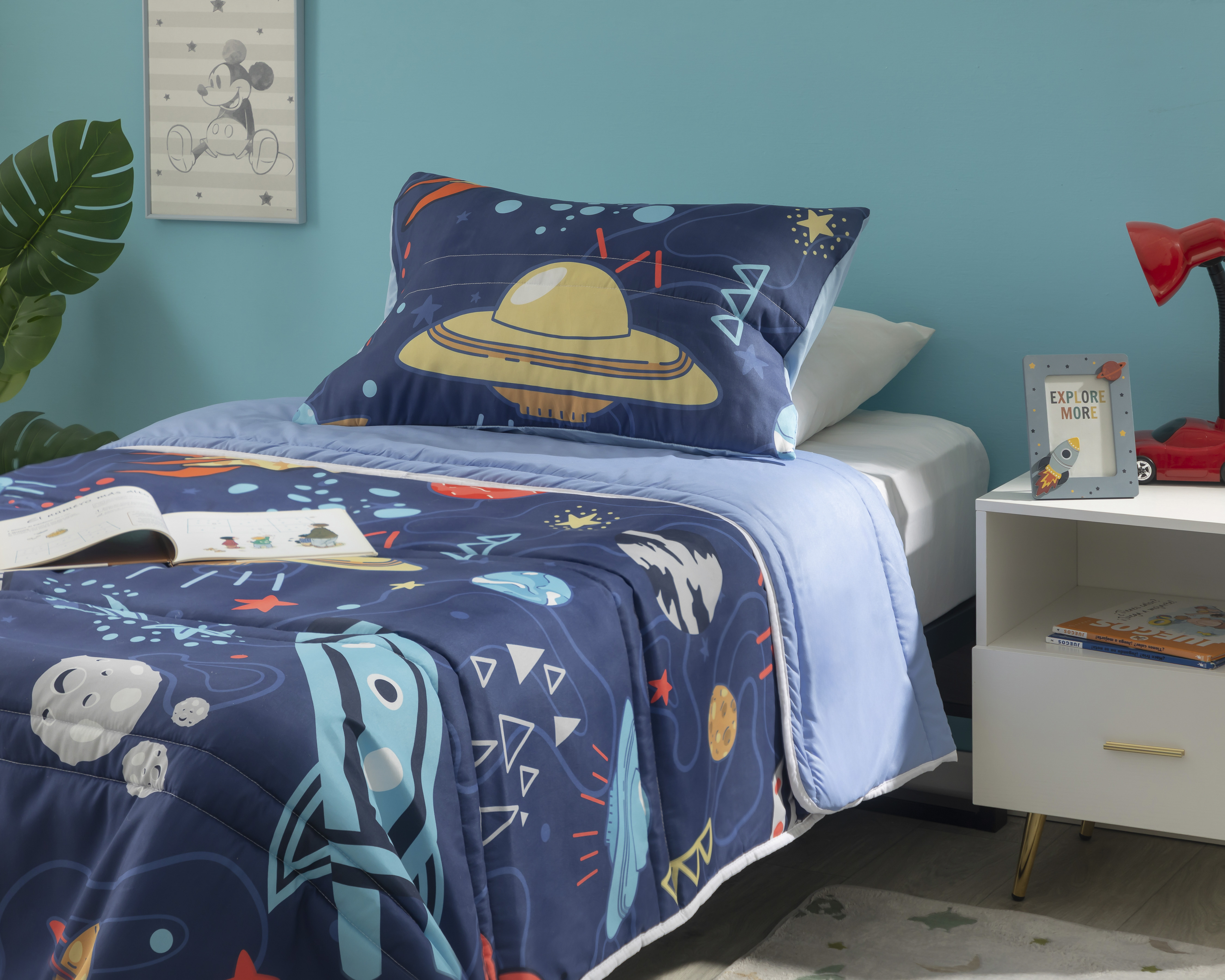 Edredón Individual con Funda para Almohada Starhaus Space Azul 2 Piezas